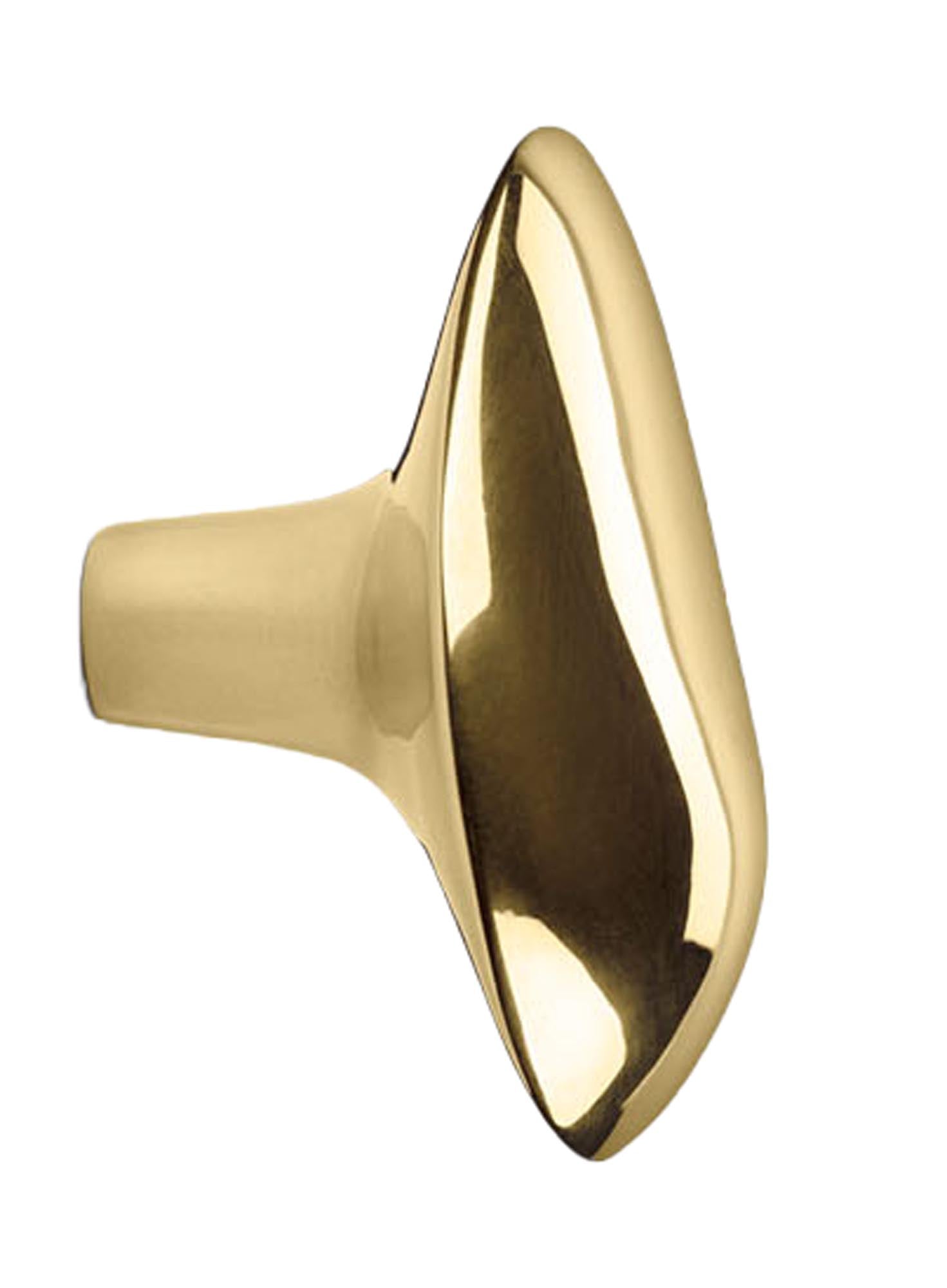 Praktischer Haken von Helena Rohner aus massivem Messing, inspiriert von Pfifferlingen. Ideal für Küche, Bad und mehr.