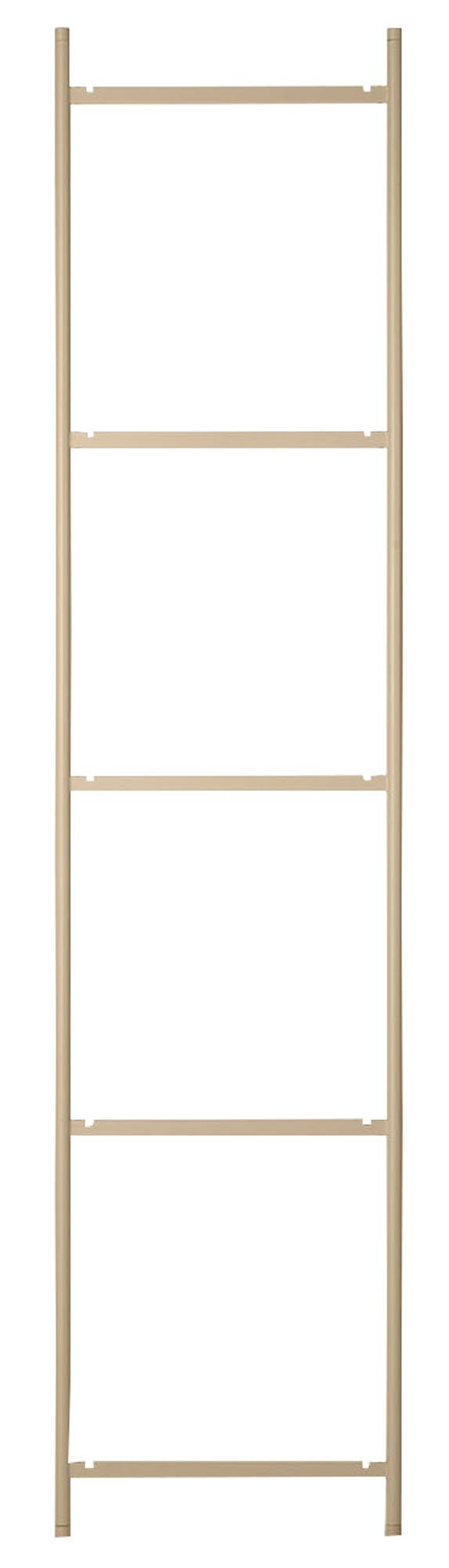 Elegantes, modulares Regalsystem aus pulverbeschichtetem Metall, ideal für Küche und Schlafzimmer.