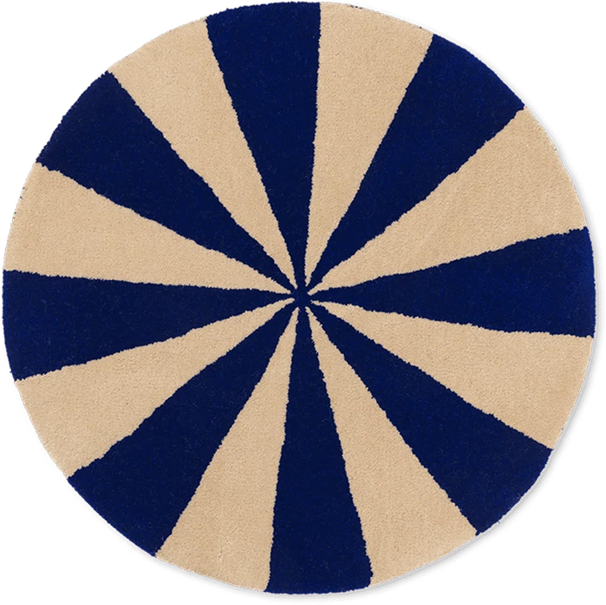 Entdecke den Arch Tufted Teppich von Ferm Living – ein stilvoller, runder Teppich aus weicher neuseeländischer Wolle in kontrastierenden Farben.