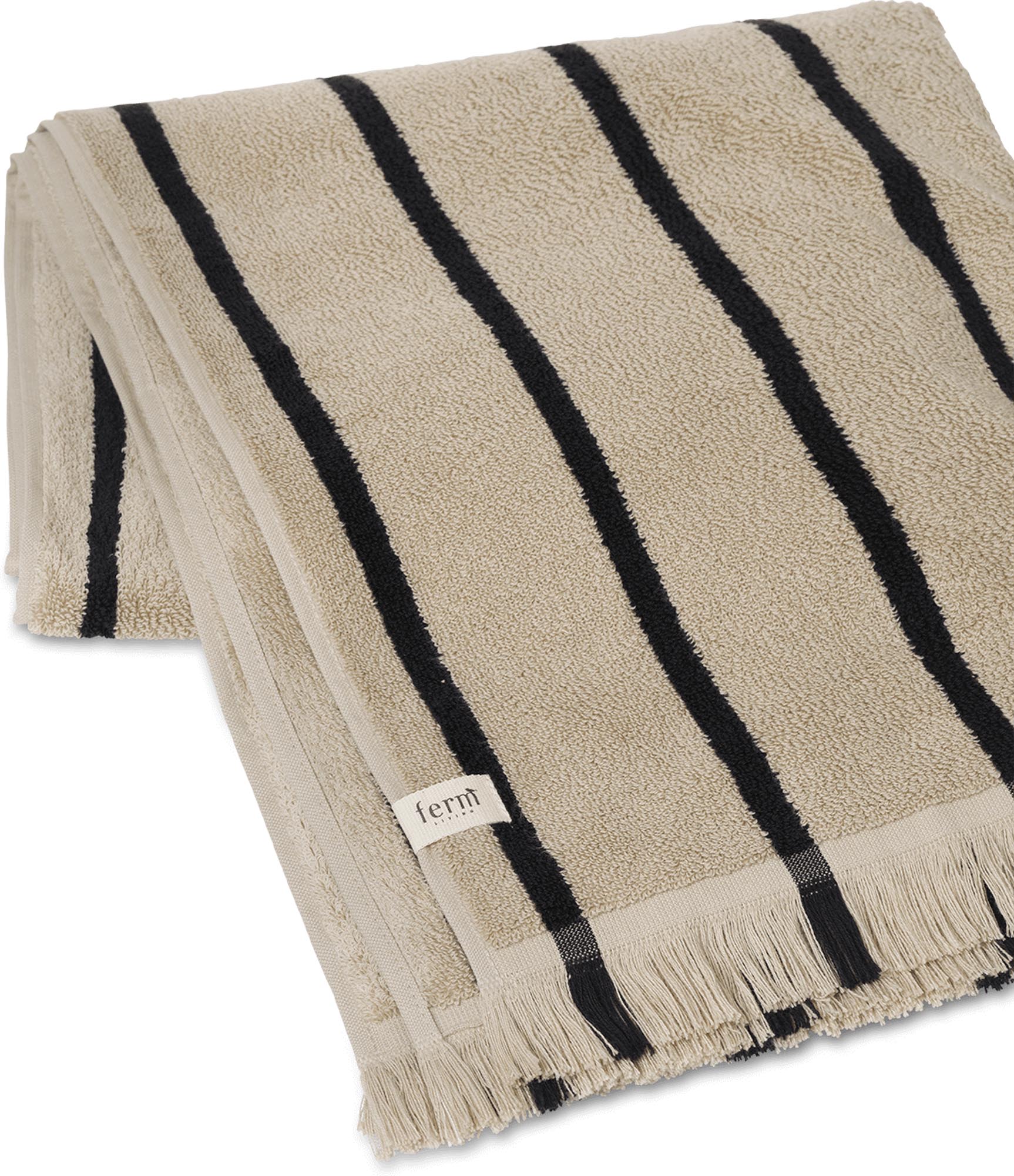 Entspannen Sie sich mit dem Alee Badetuch von Ferm Living. Hergestellt aus 100% GOTS-zertifiziertem Baumwollfrottee, bietet es Saugfähigkeit und Stil mit dekorativen Fransen.