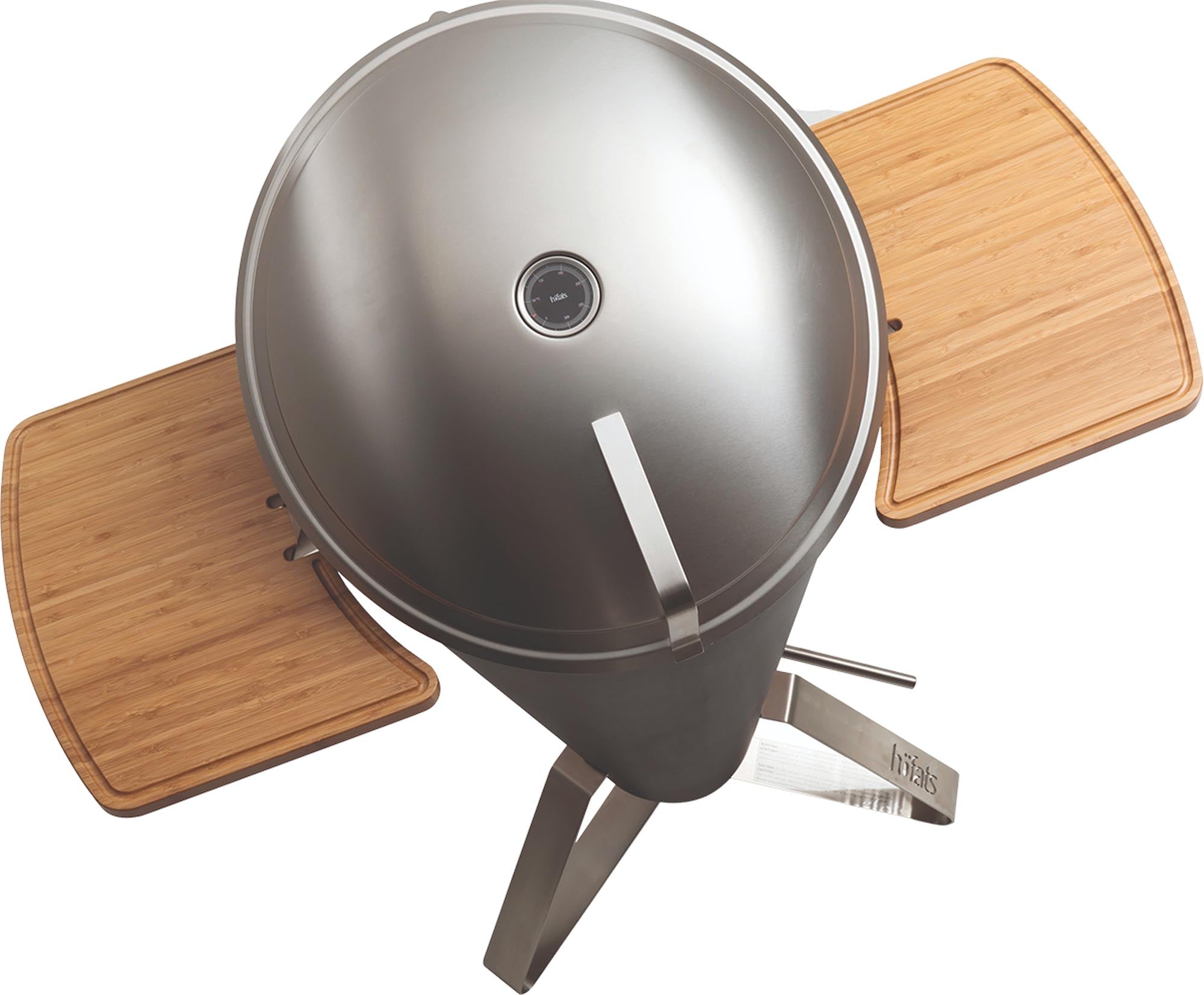 Das CONE Ablagebrett aus strapazierfähigem Bambus bietet eine praktische Ablagefläche für Grillgut und Getränke, schnell am Grill montierbar.