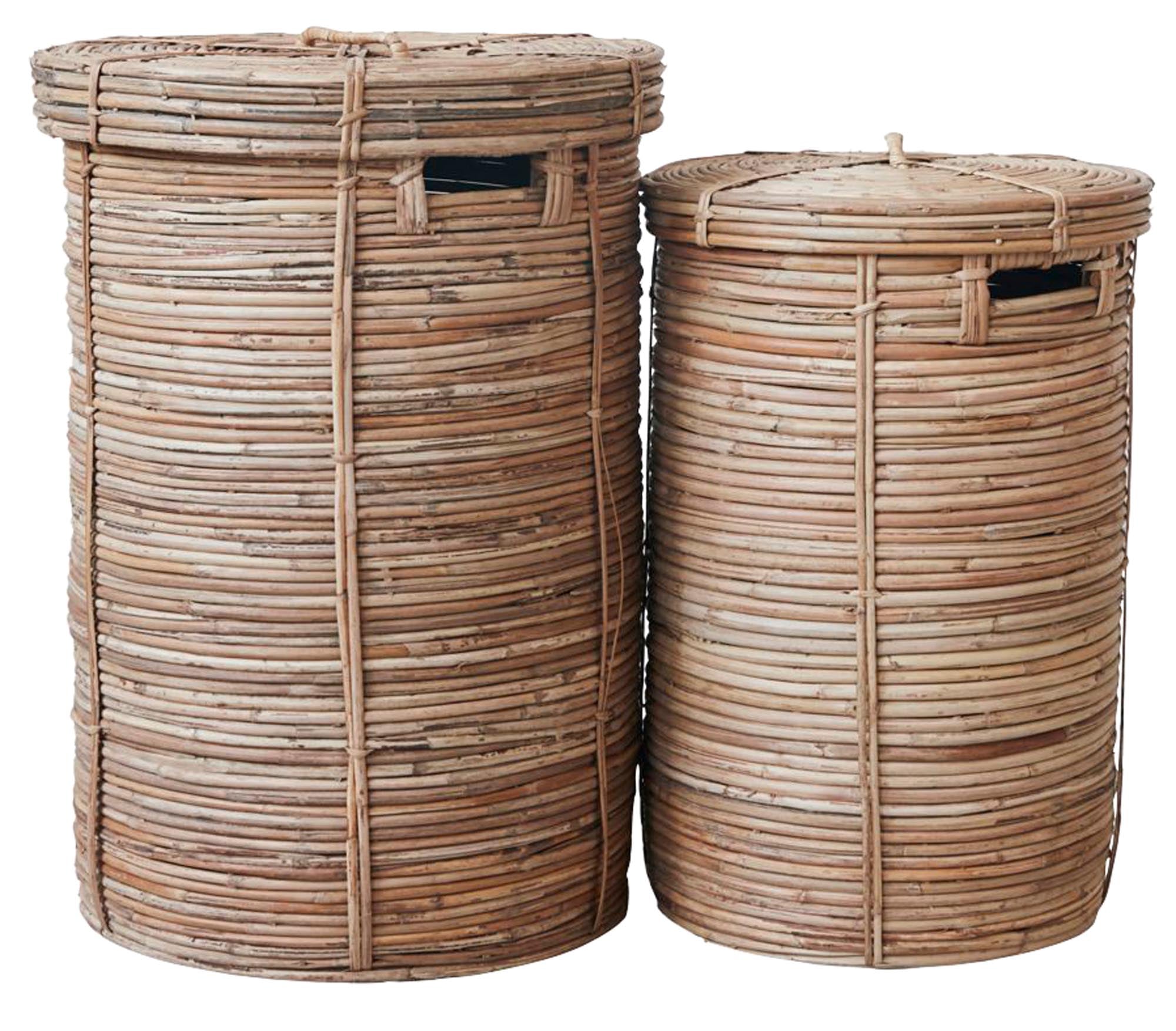 Elegante Bambus-Wäschekörbe von House Doctor: 2 Grössen, dekorativ und praktisch für Bad und Schlafzimmer.