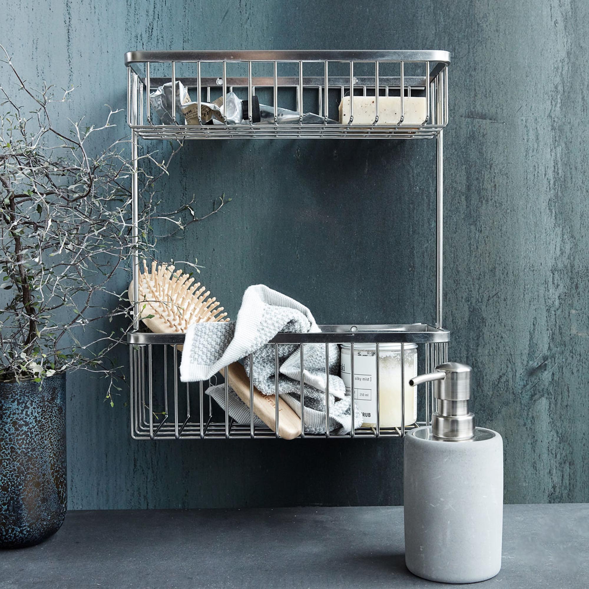 Eleganter Doppelkorb aus hochwertigem Edelstahl von House Doctor: Perfekt für Ordnung und Stil in jedem Badezimmer.