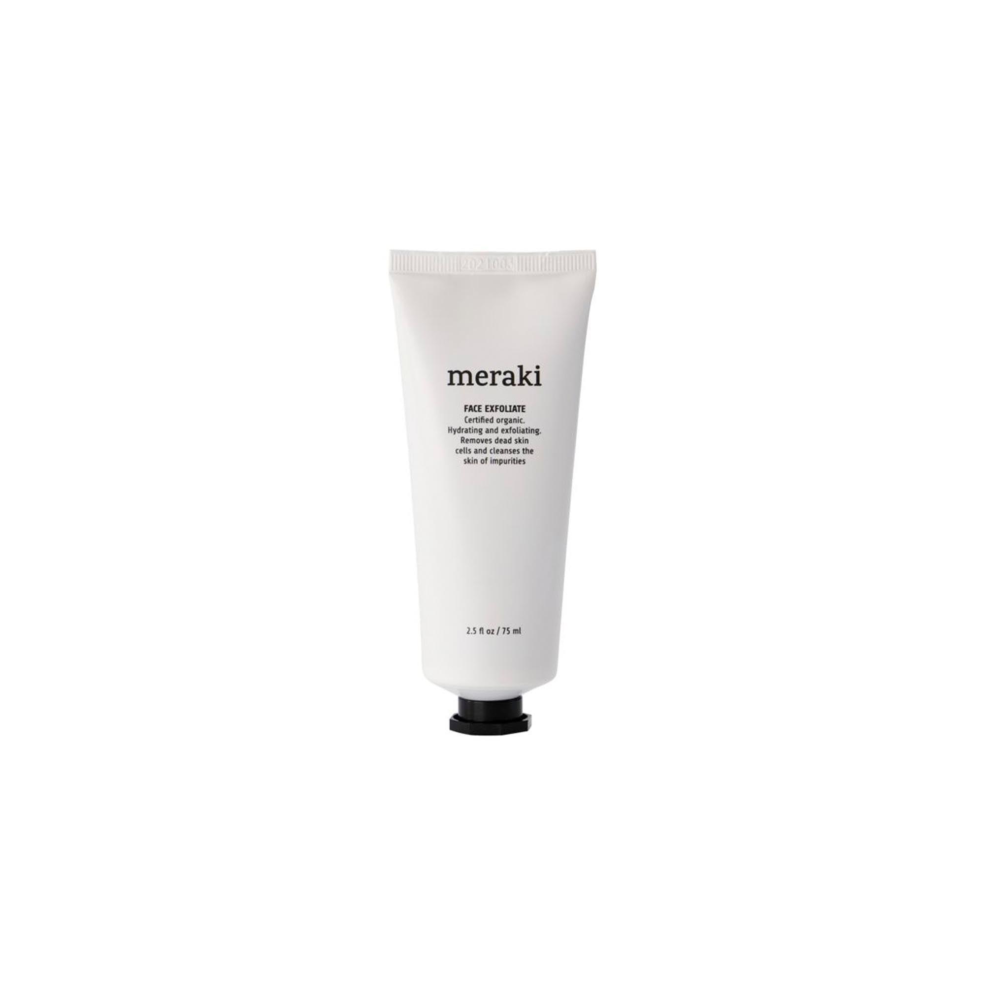 Meraki Gesichts-Peeling: Sanftes Aprikosenkerngranulat, Rapsöl & Braunalgenextrakt für strahlende, geschmeidige Haut. Ecocert zertifiziert.