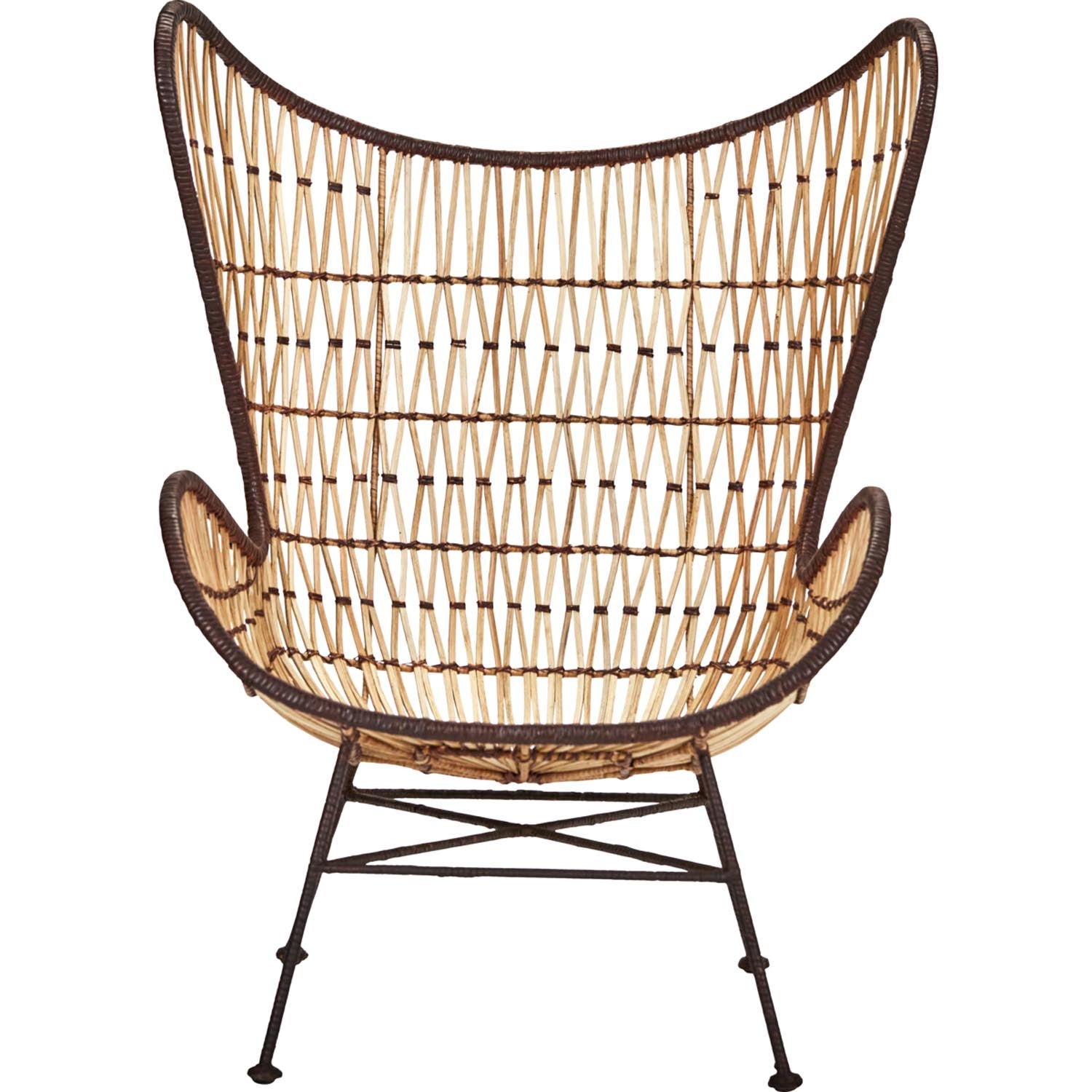 Eleganter Lounge-Sessel aus Rattan und Eisen, vereint Komfort und Stil, ideal für entspannte Stunden in jedem Raum.