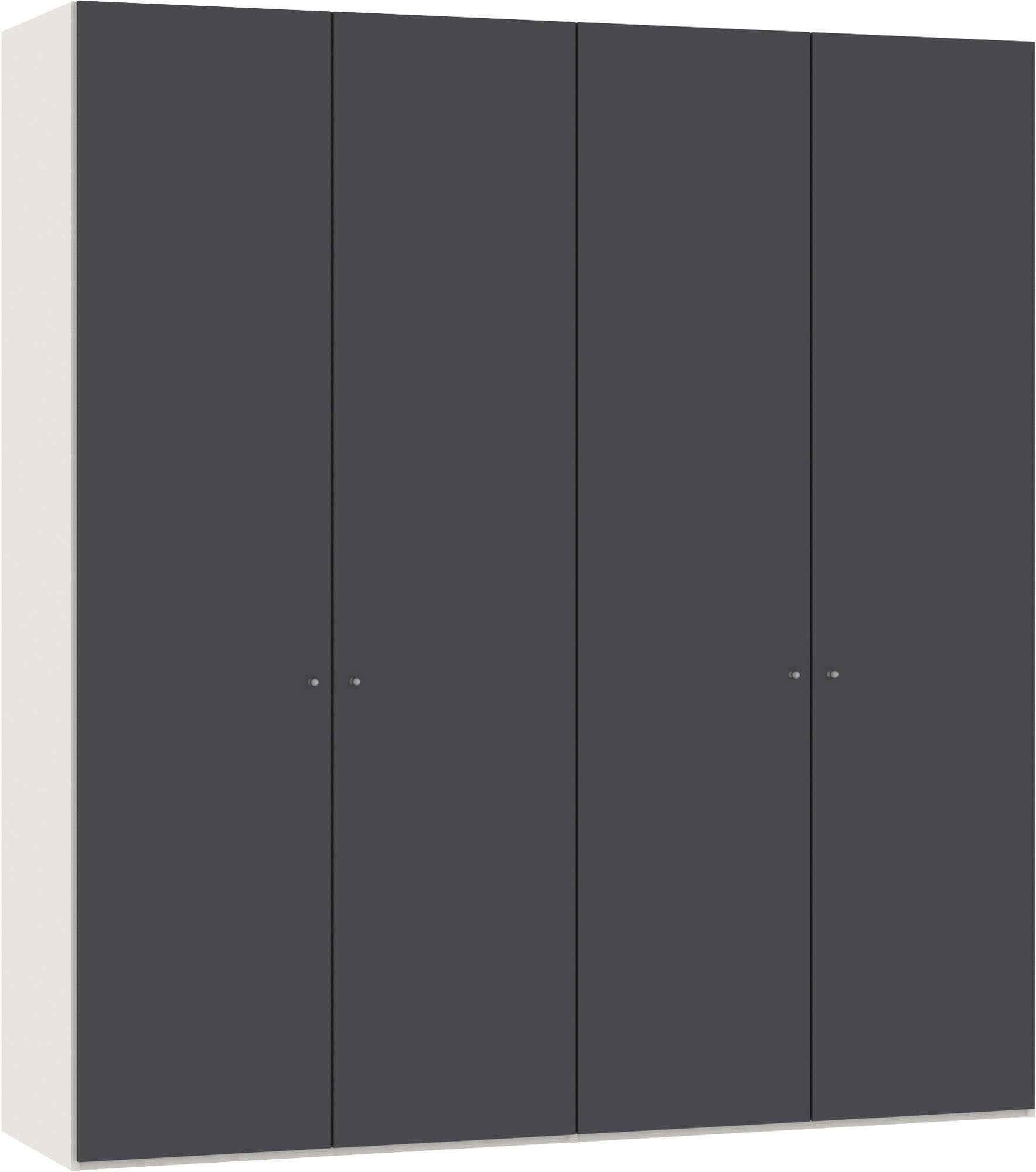 Moderner Jutzler Drehtürenschrank 4-türig Anthrazit mit Zubehör.