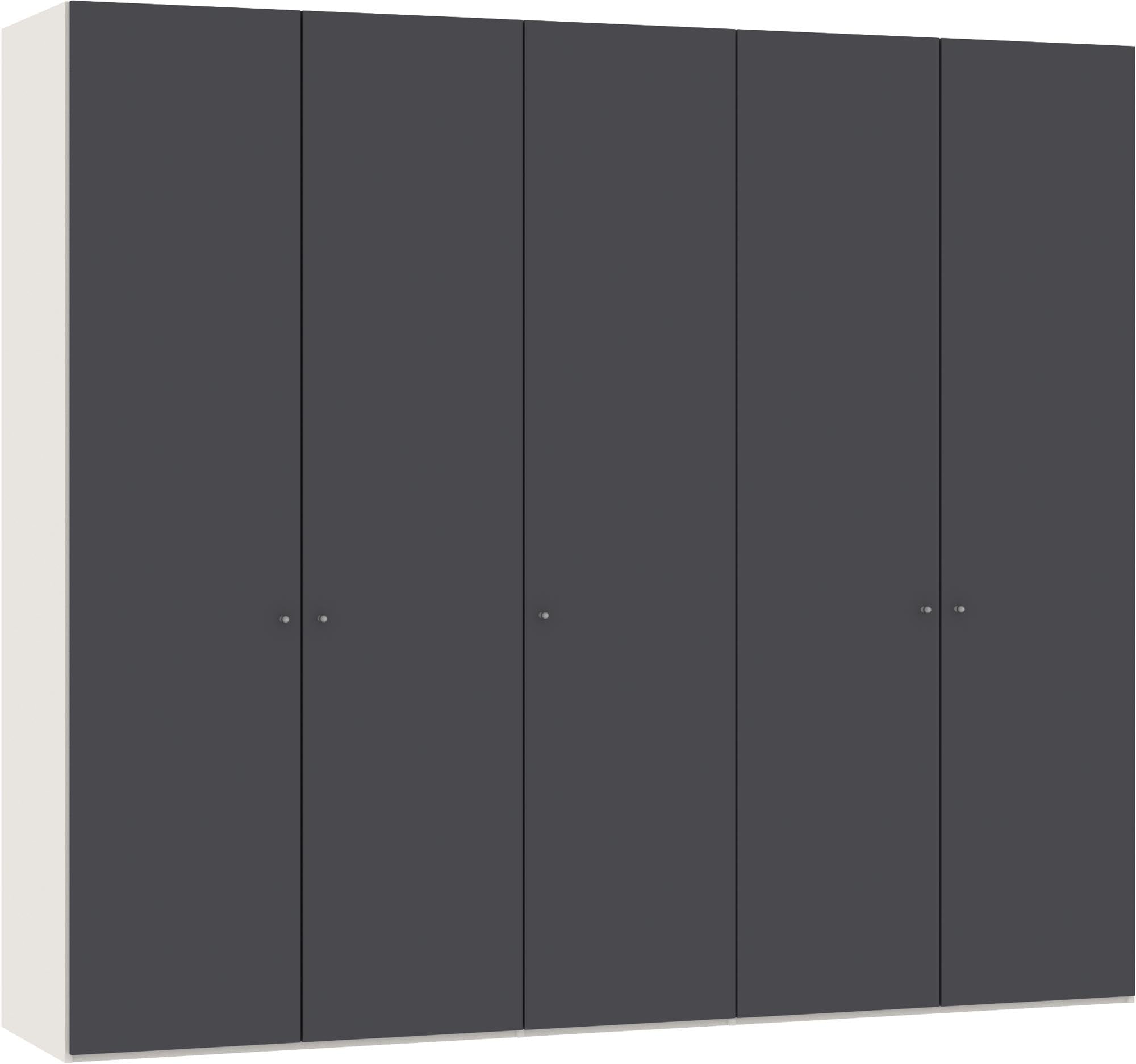 Jutzler 5-türiger Drehtürenschrank Anthrazit mit Zubehör, modern.