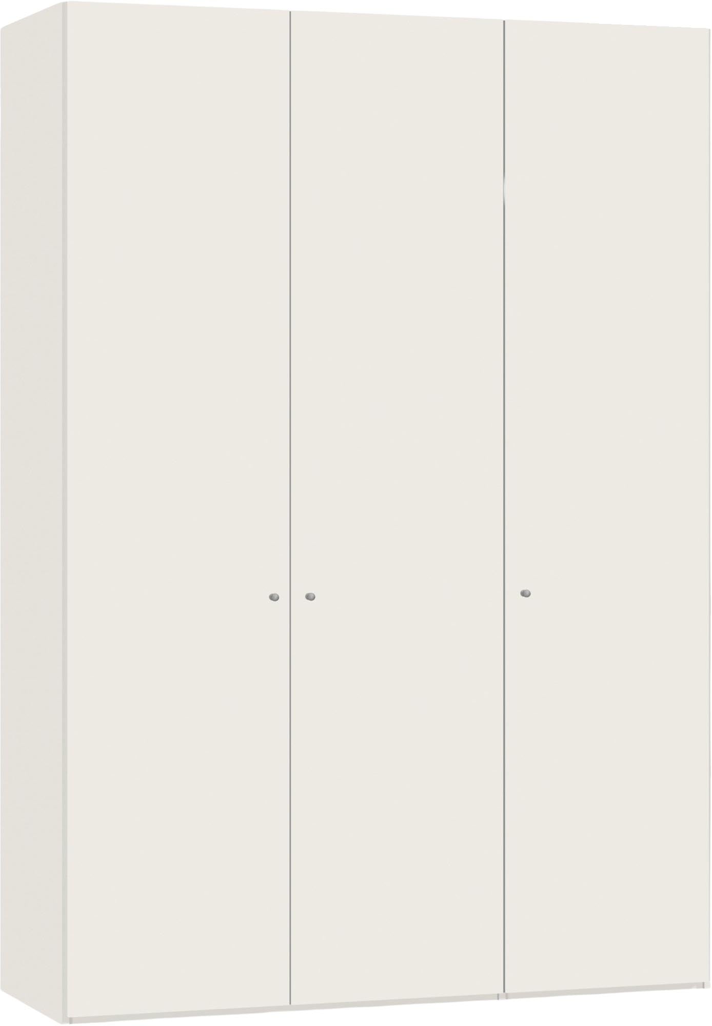 Stilvoller 3-türiger Drehtürenschrank in Cremeweiss mit Zubehör.