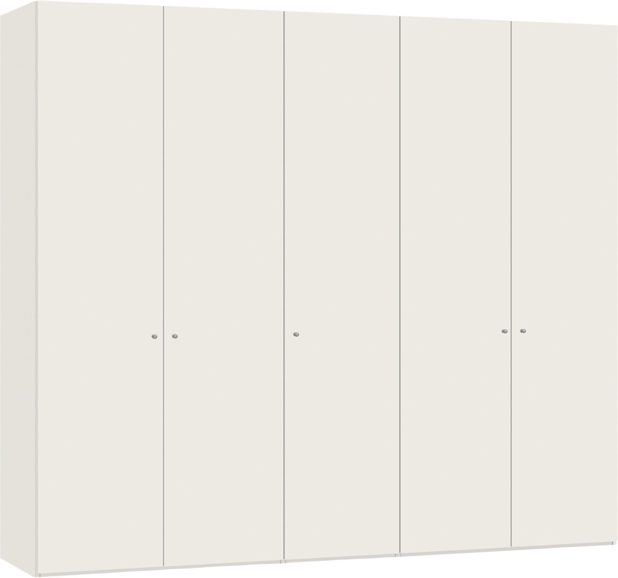 Jutzler 5-türiger Drehtürenschrank in Cremeweiss mit Zubehör.