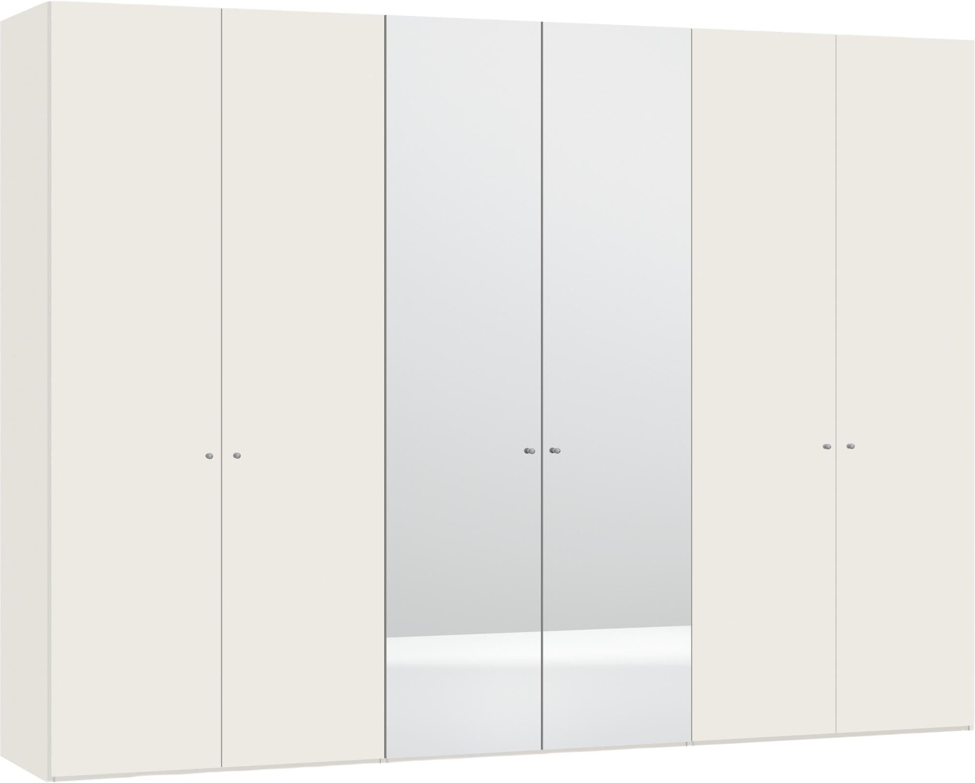 Eleganter 6-türiger Jutzler Schrank in Cremeweiss mit Spiegeln.