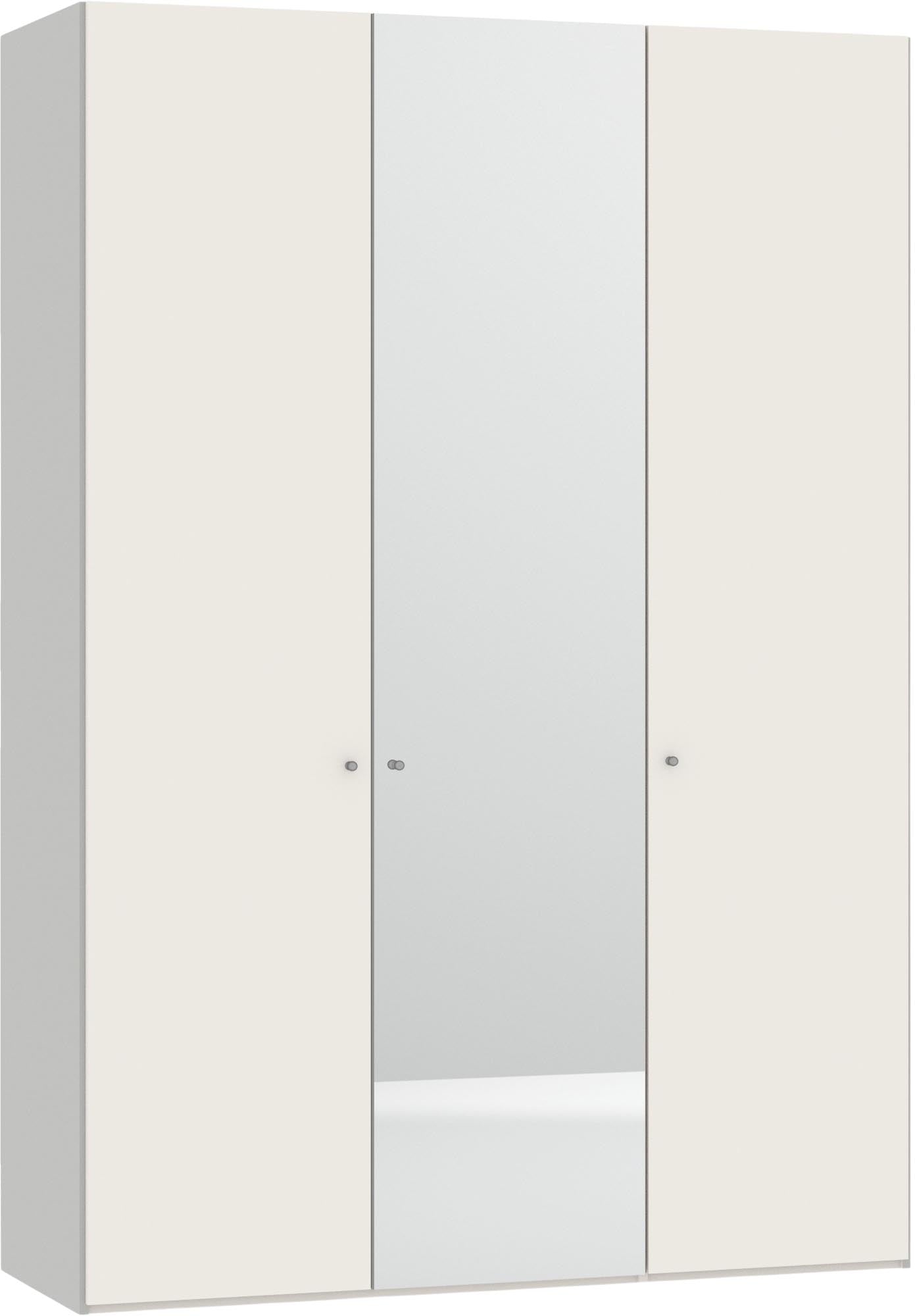 Jutzler Drehtürenschrank 3-türig Cremeweiss mit Spiegel und Zubehör.