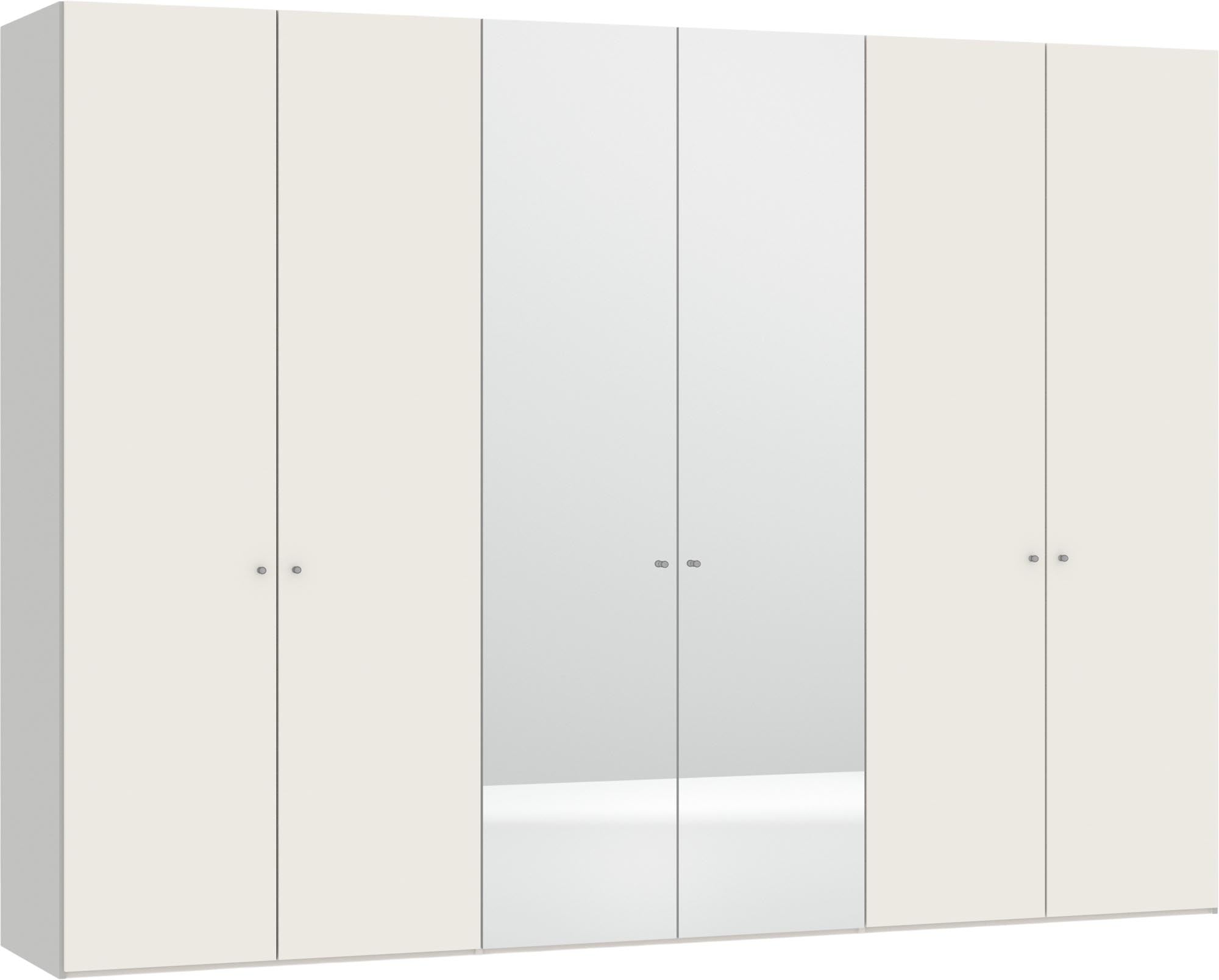 Eleganter 6-türiger Jutzler Schrank in Cremeweiss mit Spiegeln.