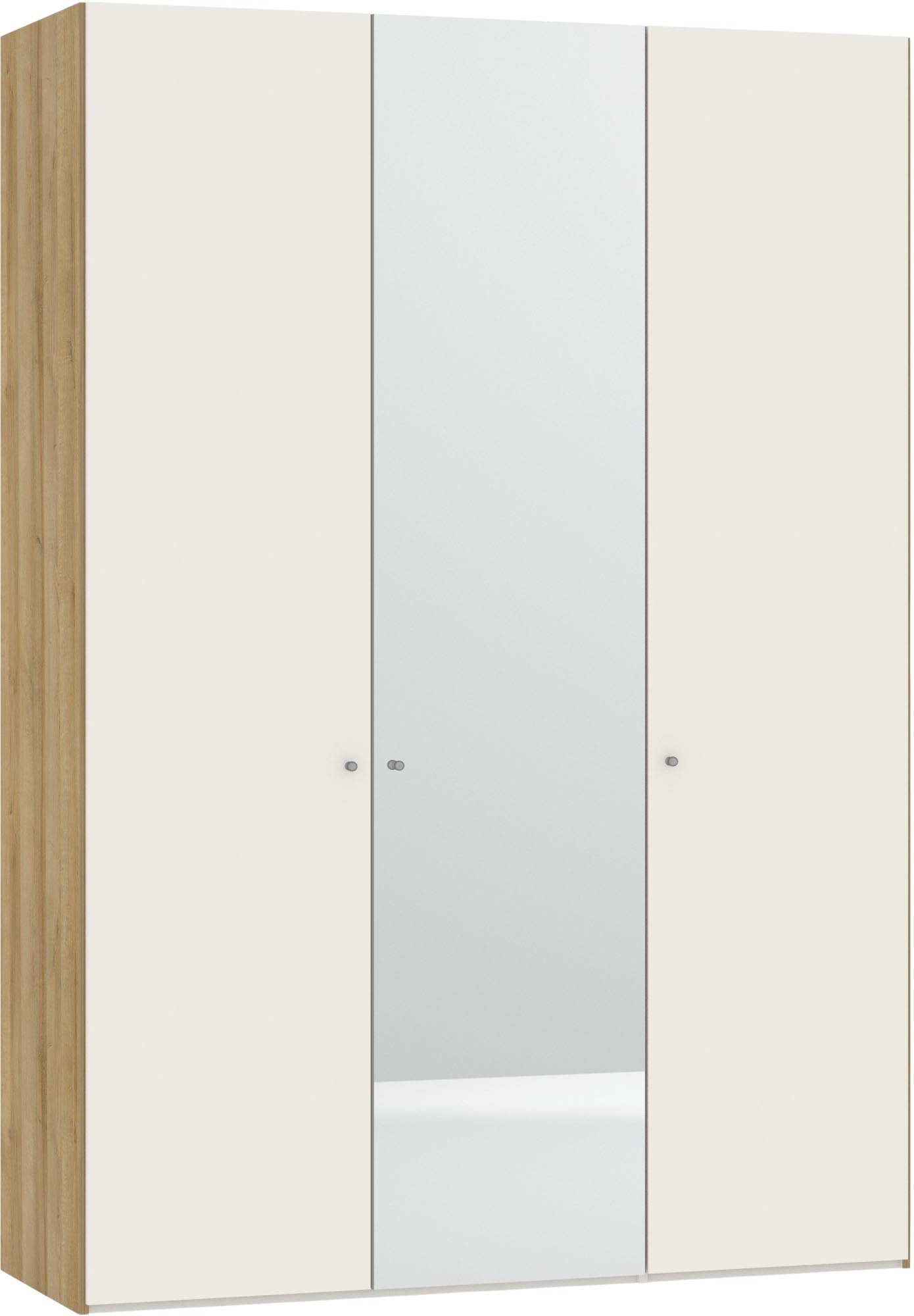 Eleganter Jutzler Drehtürenschrank in Cremeweiss mit Spiegelzubehör.