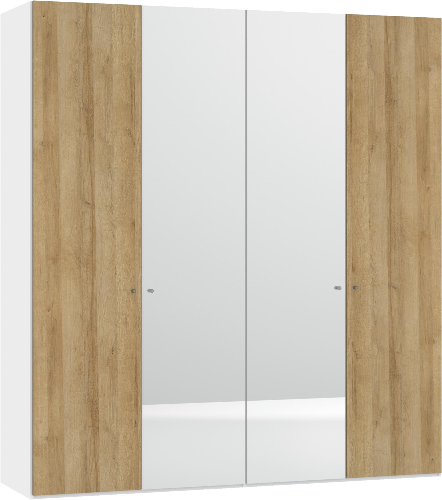 Eleganter Jutzler Schrank: 4 Türen, Eiche, Spiegel, inkl. Zubehör.