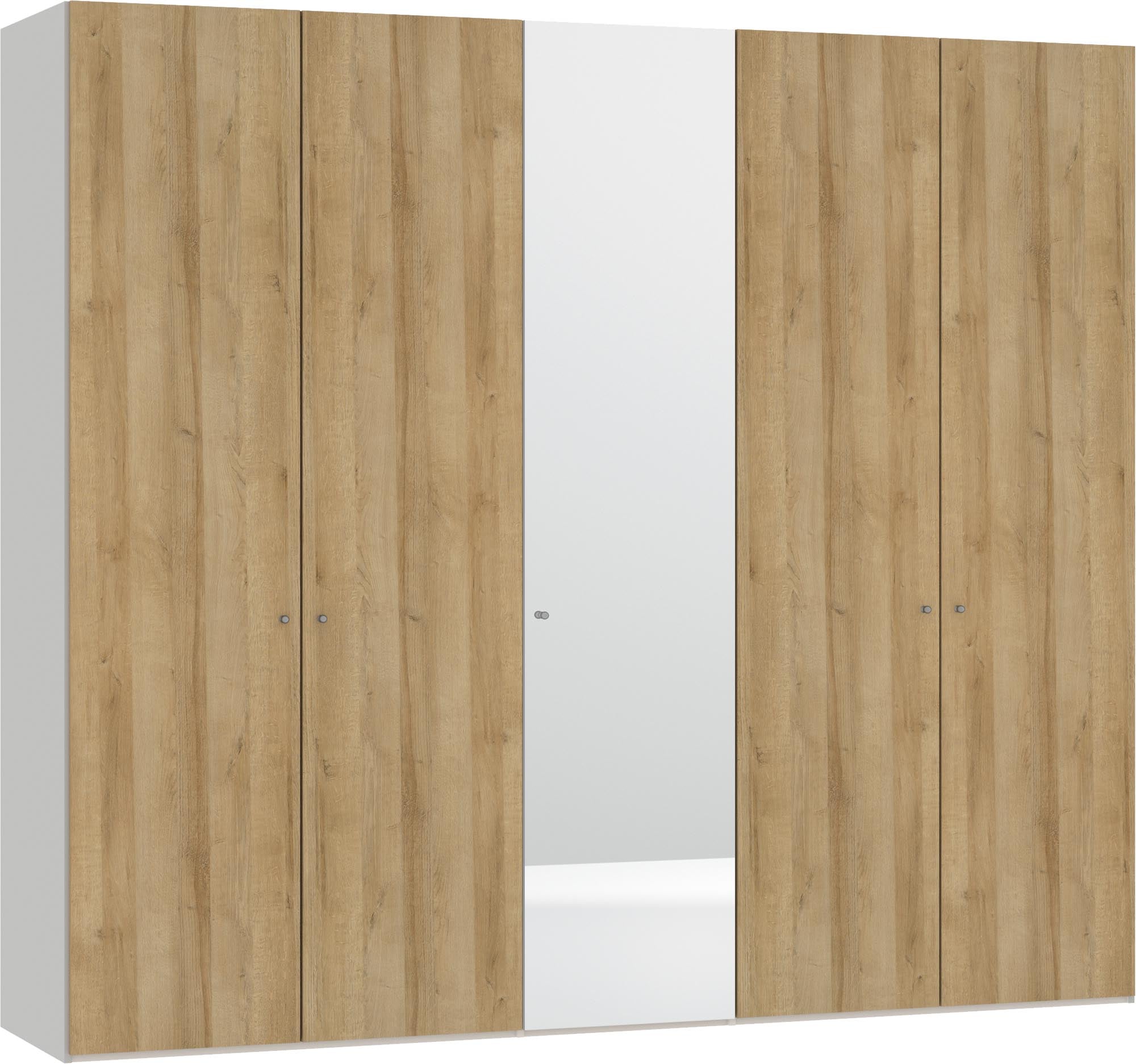 Stilvoller Jutzler 5-Türenschrank in Eiche mit Spiegelakzenten.