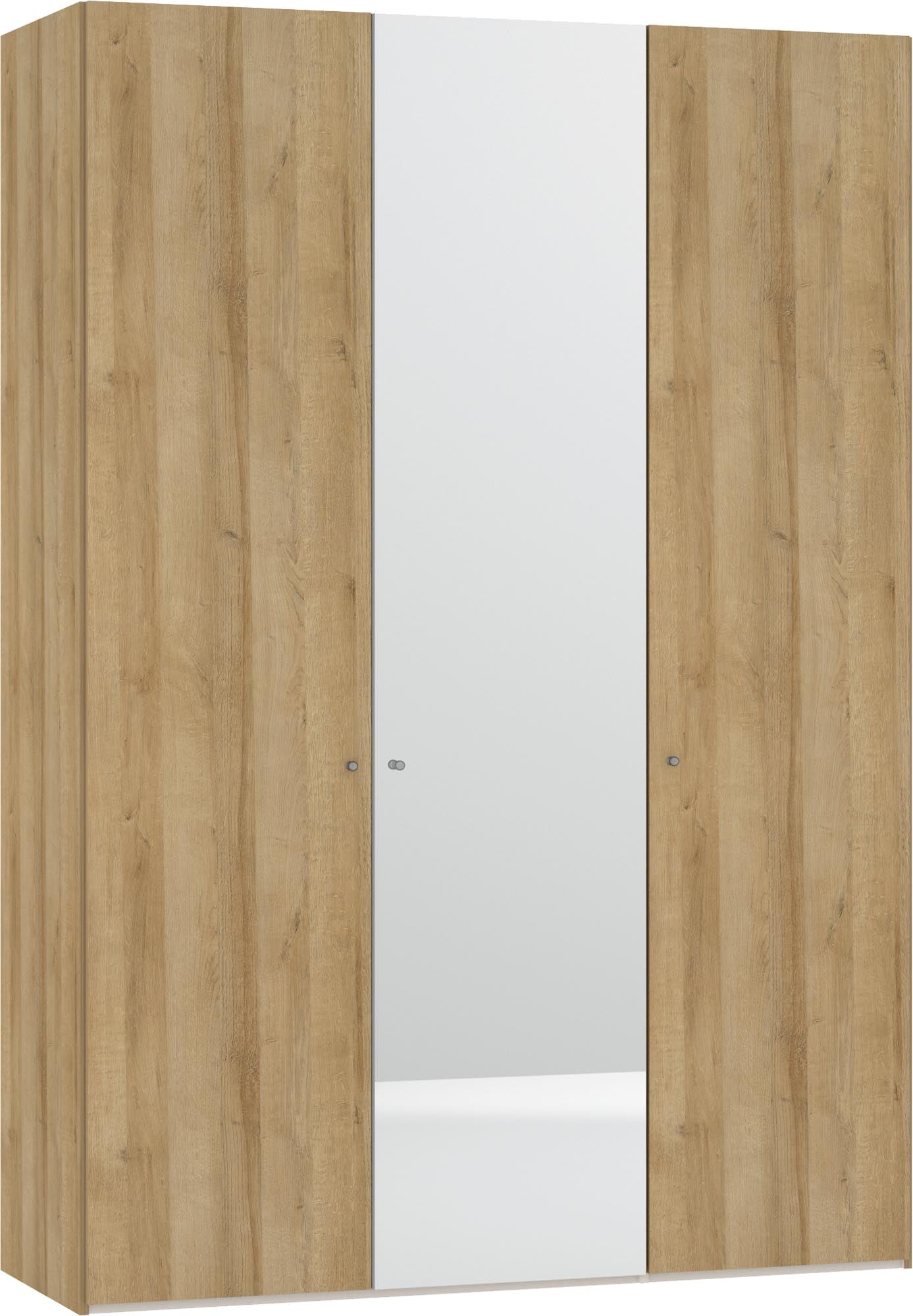 Eleganter 3-türiger Drehtürenschrank in Eiche von Jutzler, ausgestattet mit Spiegel und nützlichem Zubehör. Perfekt für Ihr Schlafzimmer.