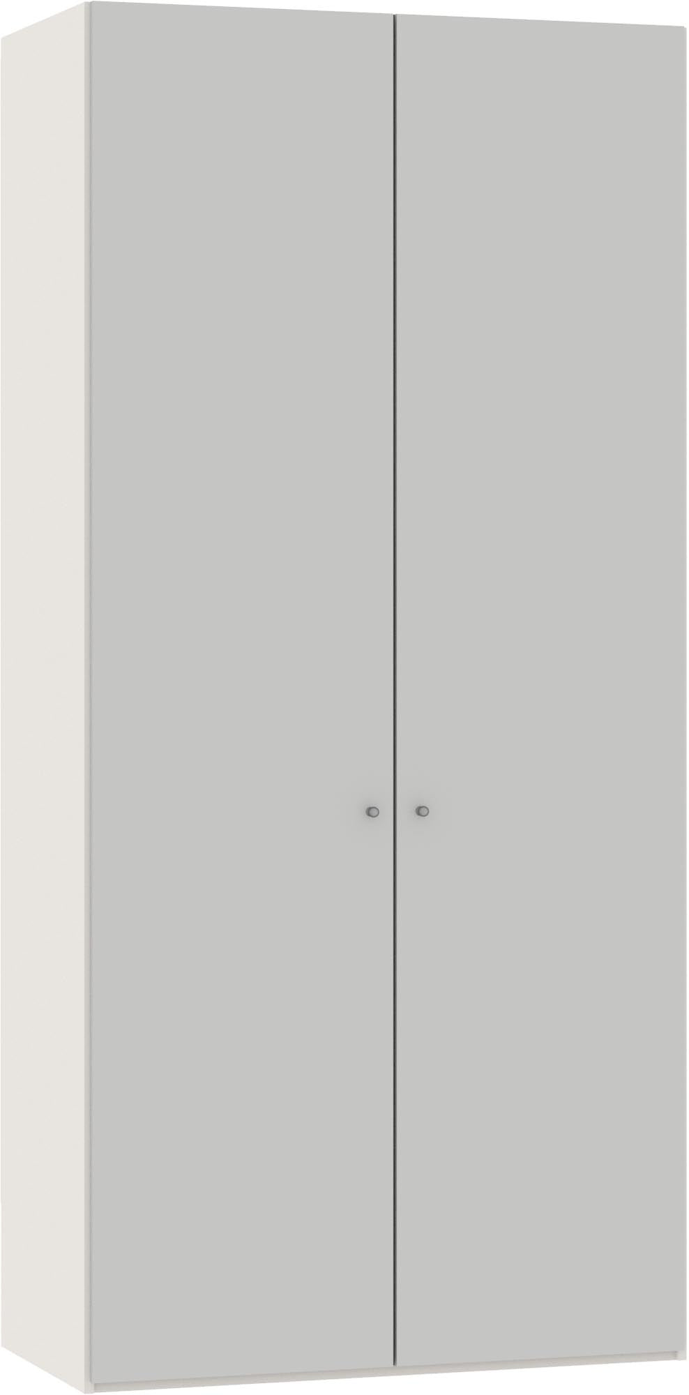 Jutzler 2-türiger Drehtürenschrank hellgrau mit praktischem Zubehör.