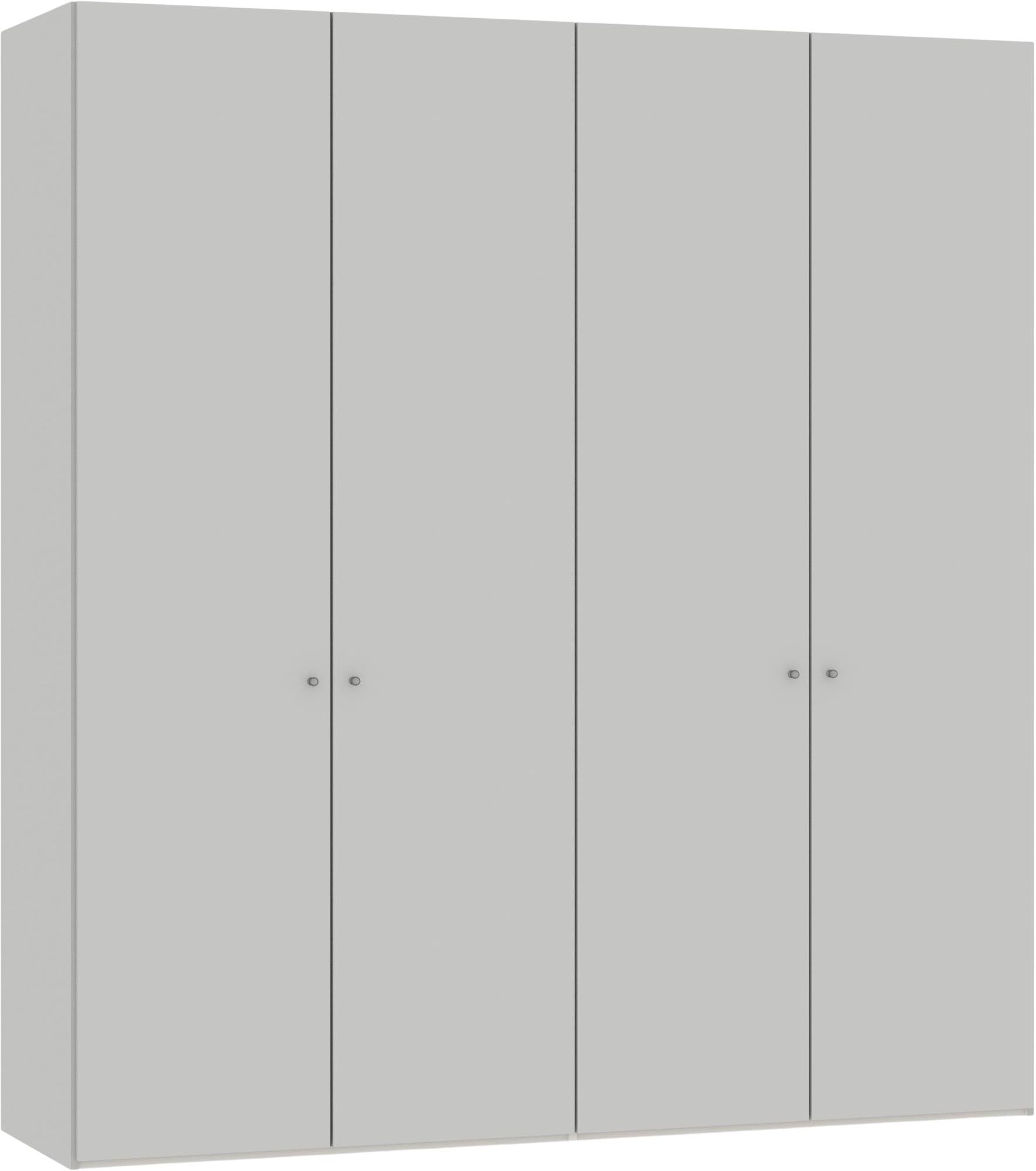 Moderner 4-türiger Drehtürenschrank in hellgrau von Jutzler. Bietet großzügigen Stauraum und stilvolles Design für jedes Schlafzimmer.
