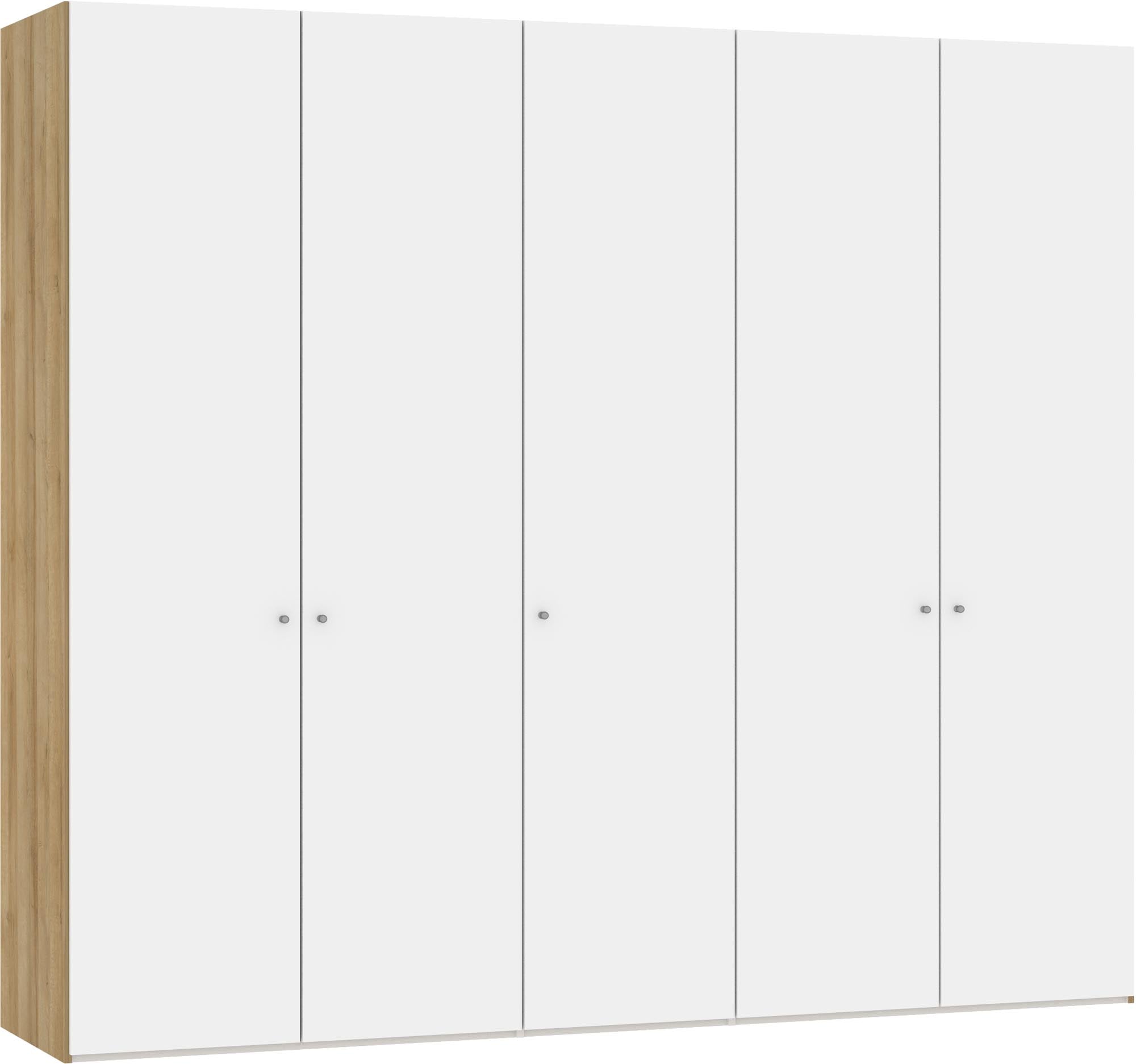 Eleganter 5-türiger Jutzler Schrank in Premiumweiss mit Zubehör.