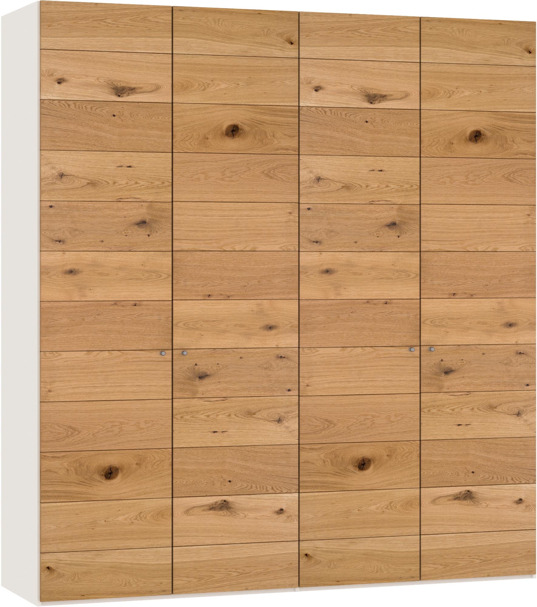 Stilvoller 4-türiger Drehtürenschrank aus Wildeiche von Jutzler, inklusive praktischem Zubehör für optimalen Stauraum.