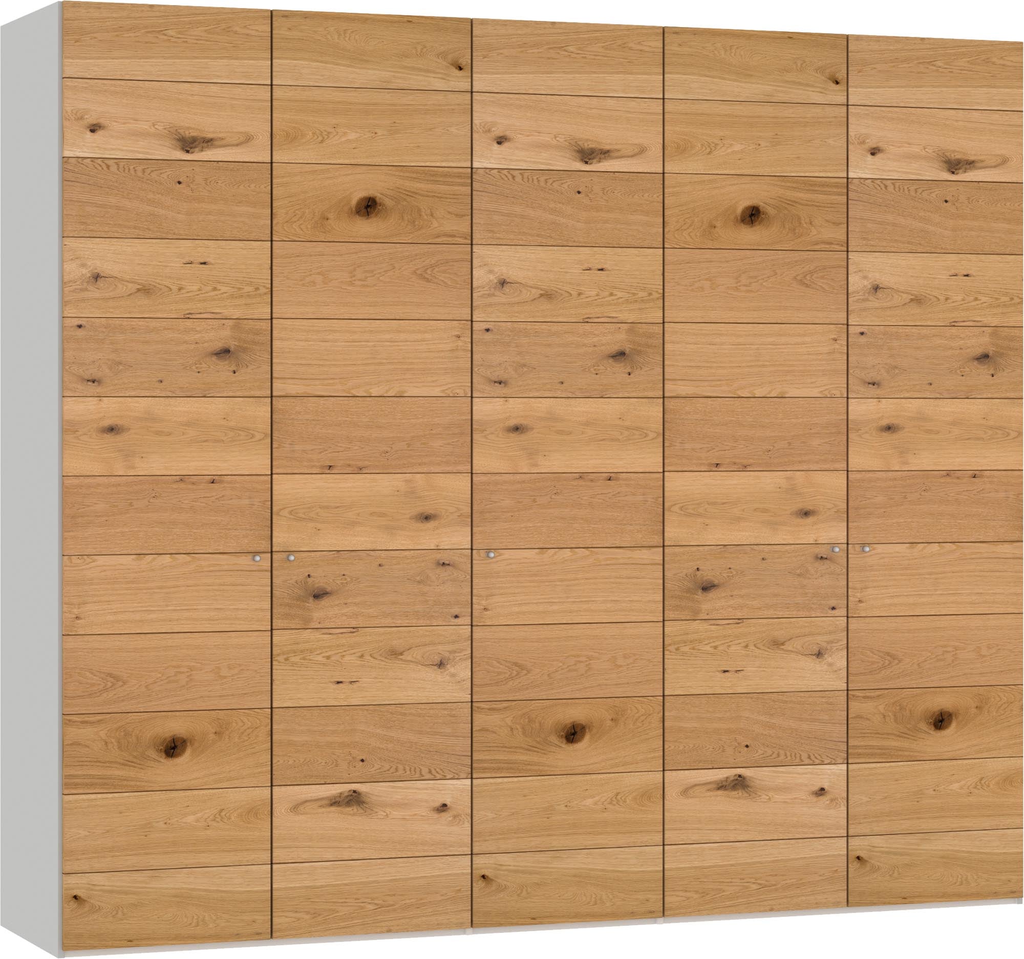 Geräumiger 5-türiger Wildeiche-Schrank von Jutzler mit Zubehör.