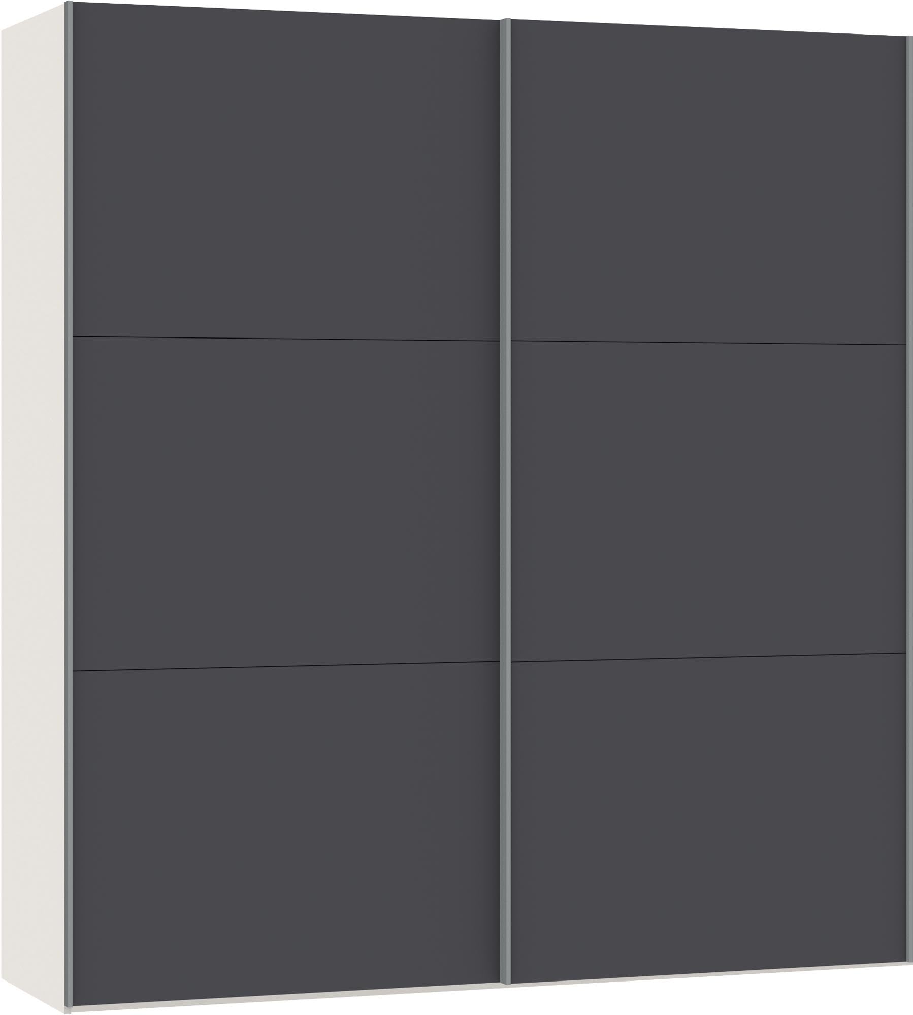 Stilvoller Jutzler Schwebetürenschrank XS Anthrazit mit Zubehör.