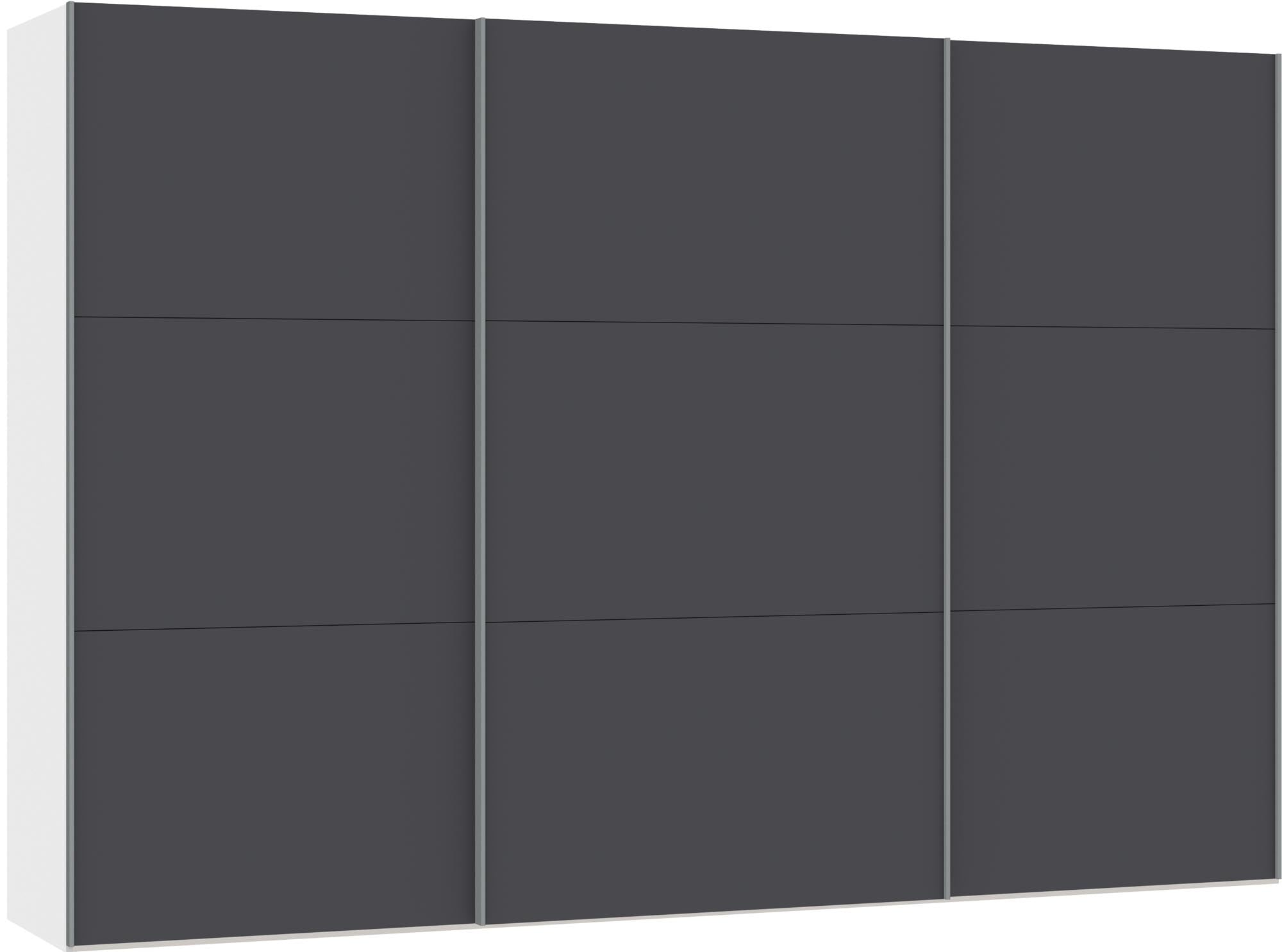 Moderner XXL Schwebetürenschrank in Anthrazit von Jutzler – stilvolle Aufbewahrungslösung für Ihr Schlafzimmer.