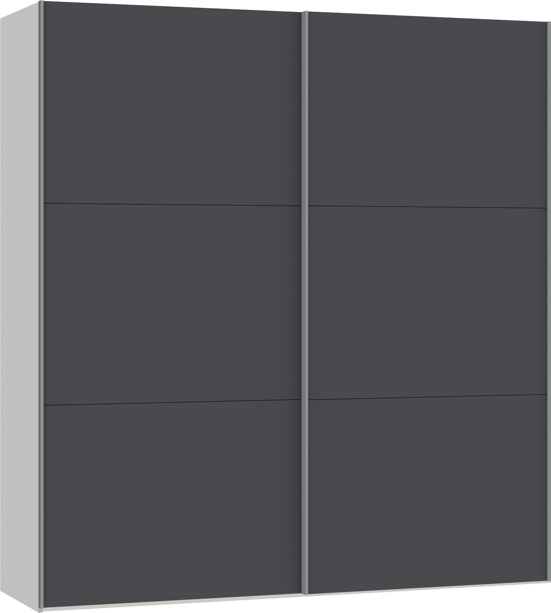 Eleganter Schwebetürenschrank XS in Anthrazit mit praktischem Zubehör.