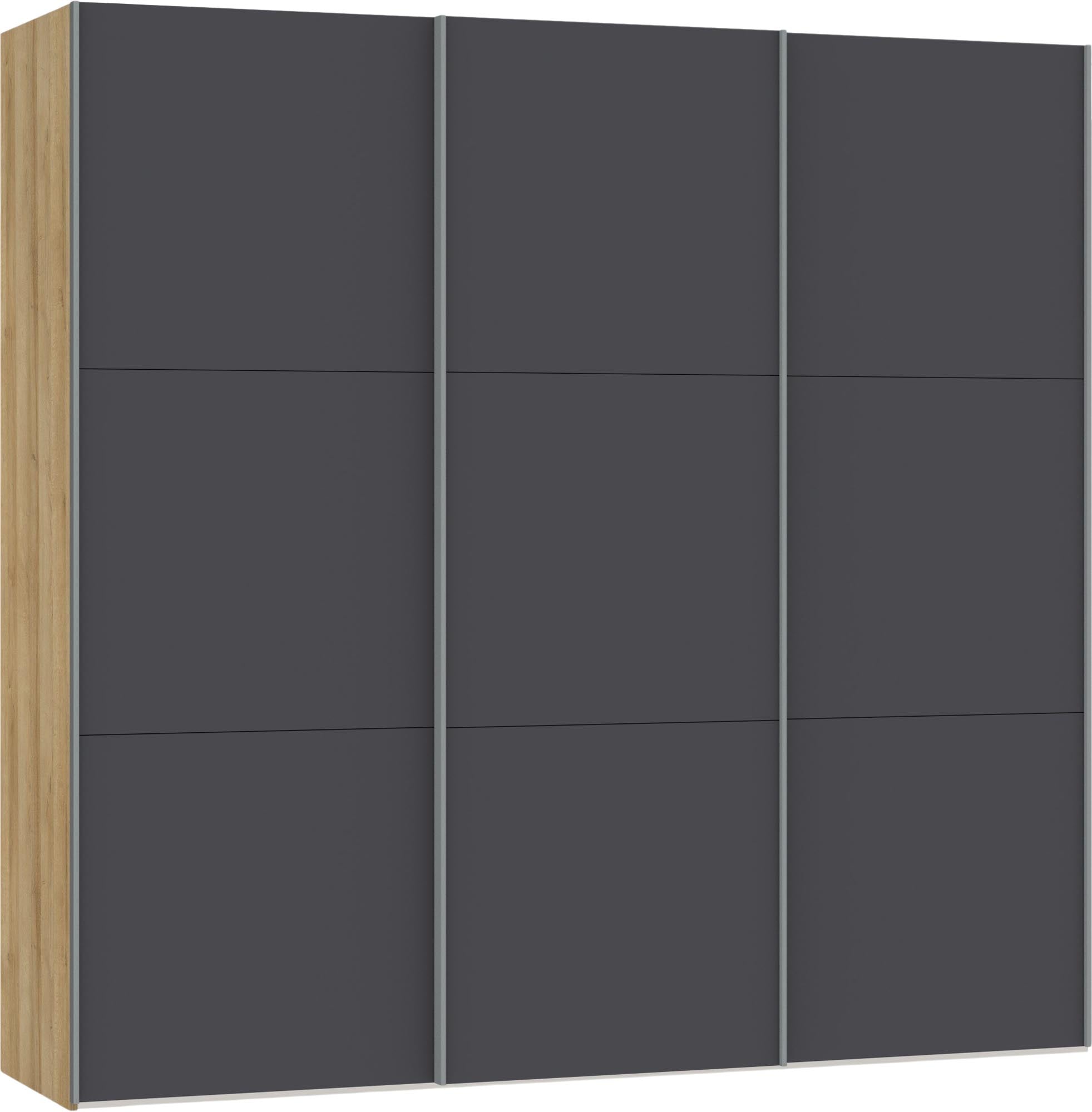 Moderner Jutzler Schwebetürenschrank S Anthrazit mit Zubehör.