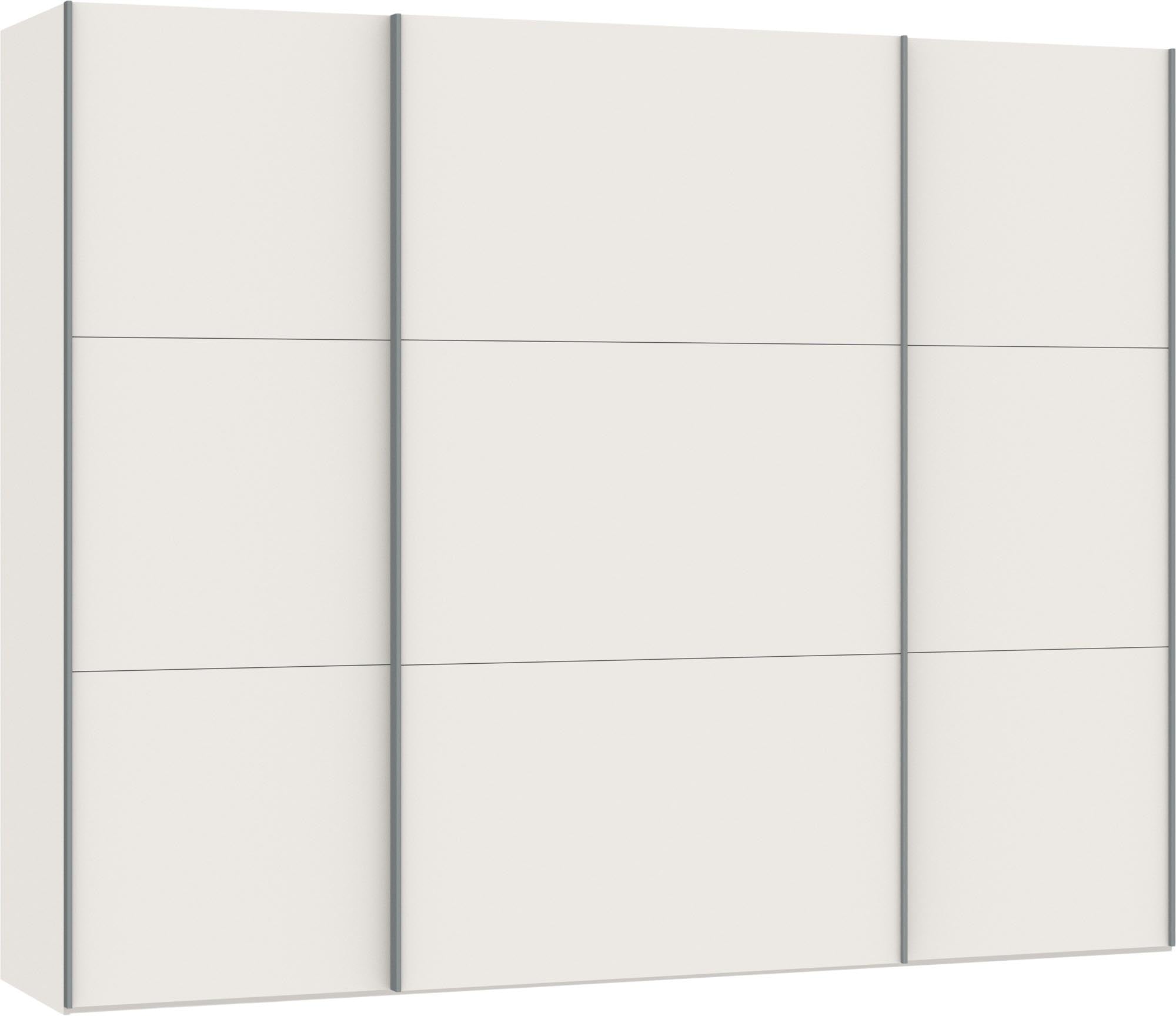 Moderner Jutzler Schwebetürenschrank L, cremeweiss, mit Zubehör.