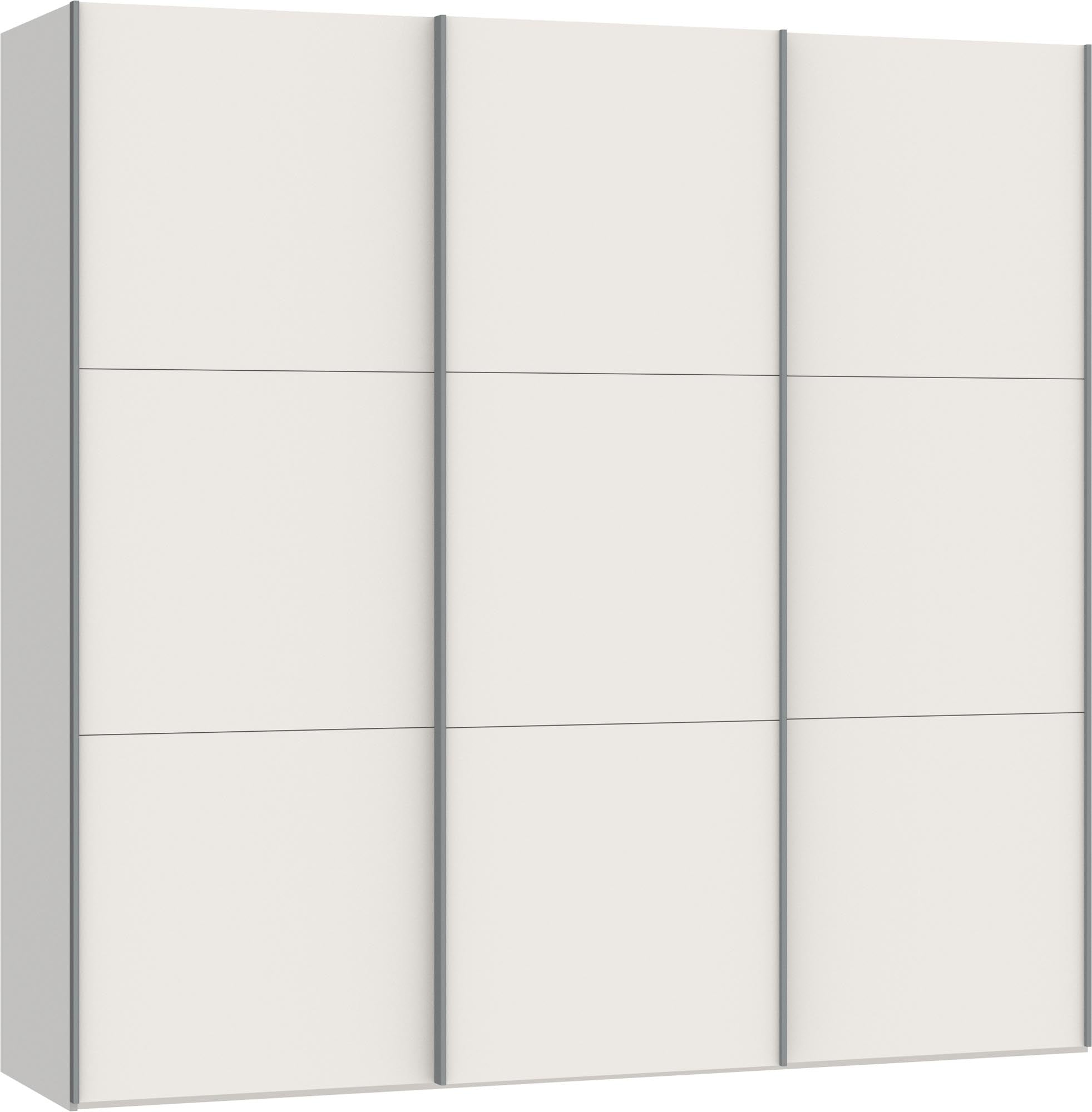 Stilvoller Schwebetürenschrank M Cremeweiss von Jutzler mit Zubehör.