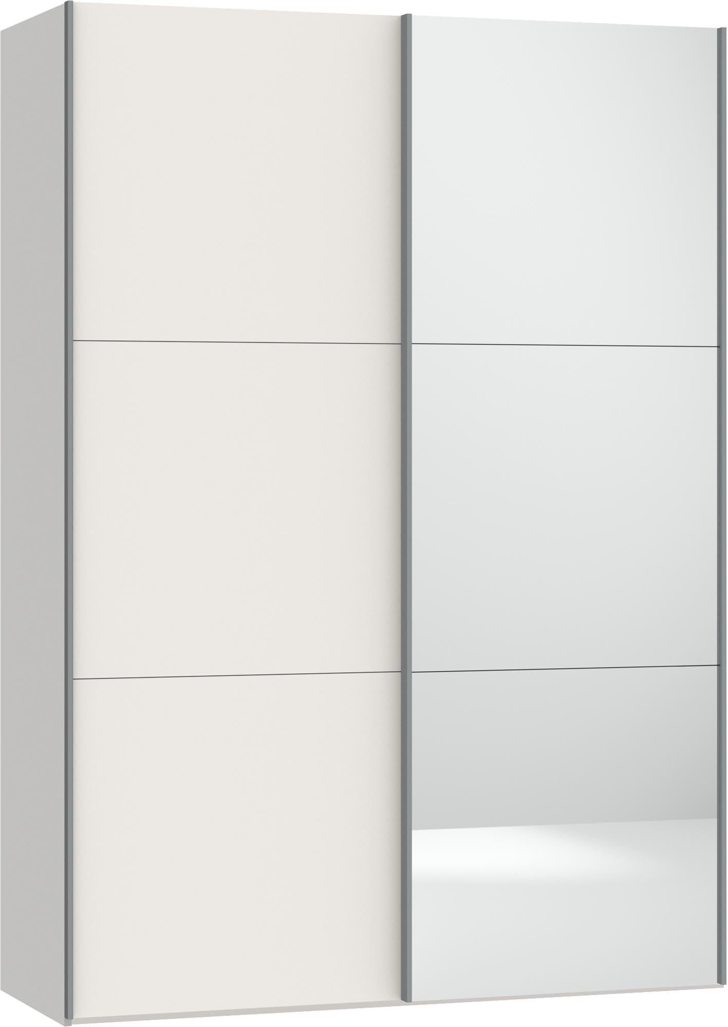 Jutzler Schwebetürenschrank XXS: Stilvoll in Cremeweiss mit Spiegel.