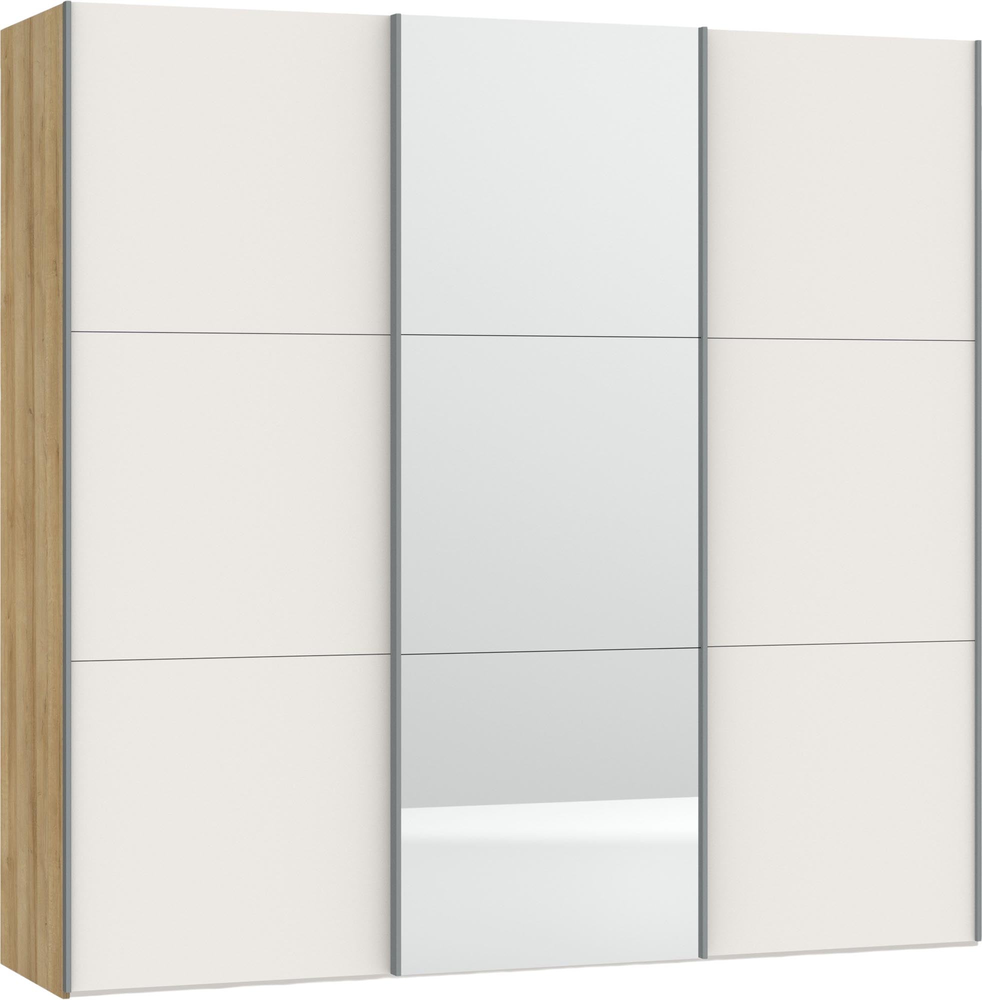 Jutzler Schwebetürenschrank S: Modernes Design in Cremeweiss/Spiegel.