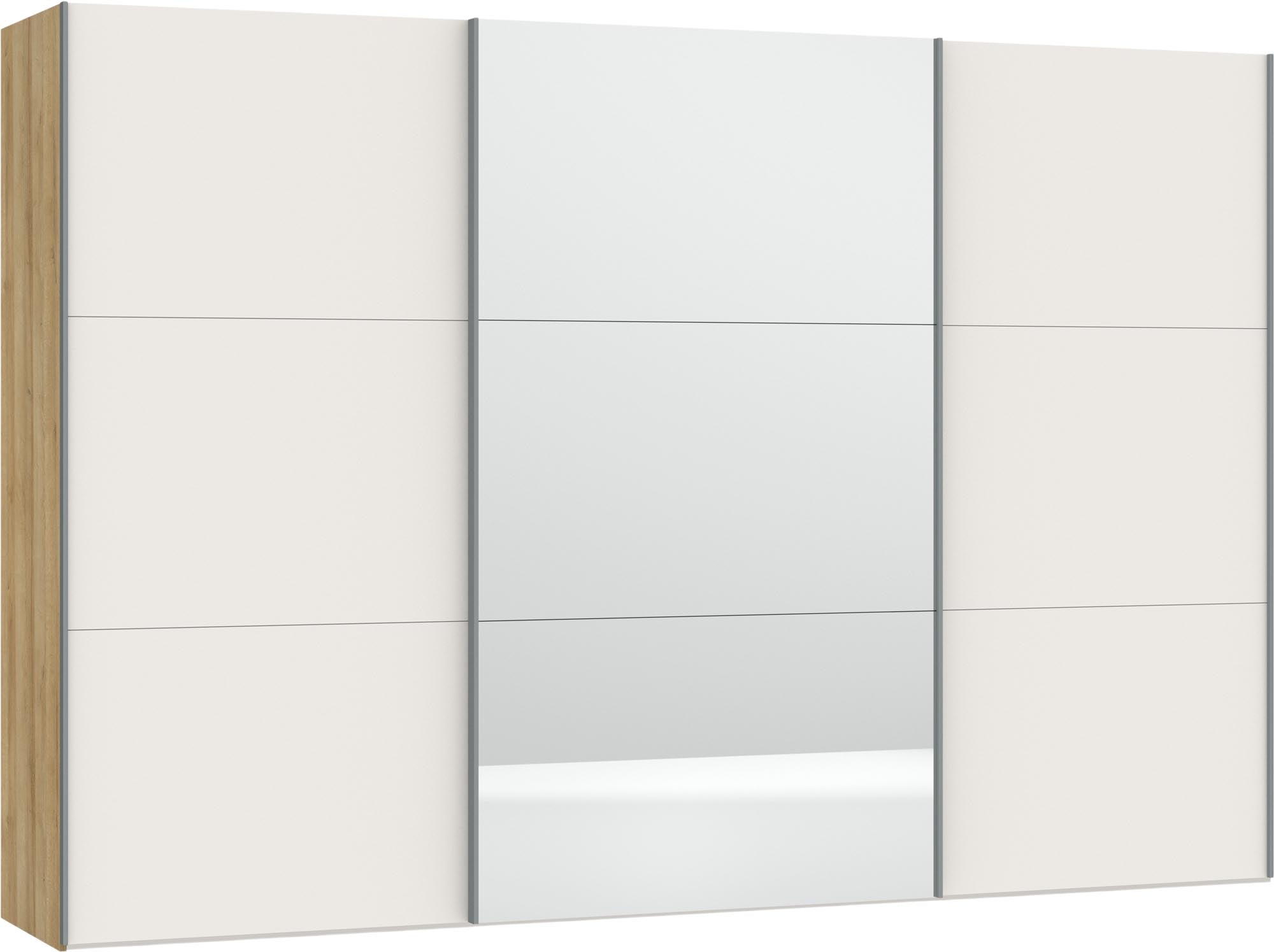 Eleganter Jutzler Schwebetürenschrank in Cremeweiss mit Spiegel.