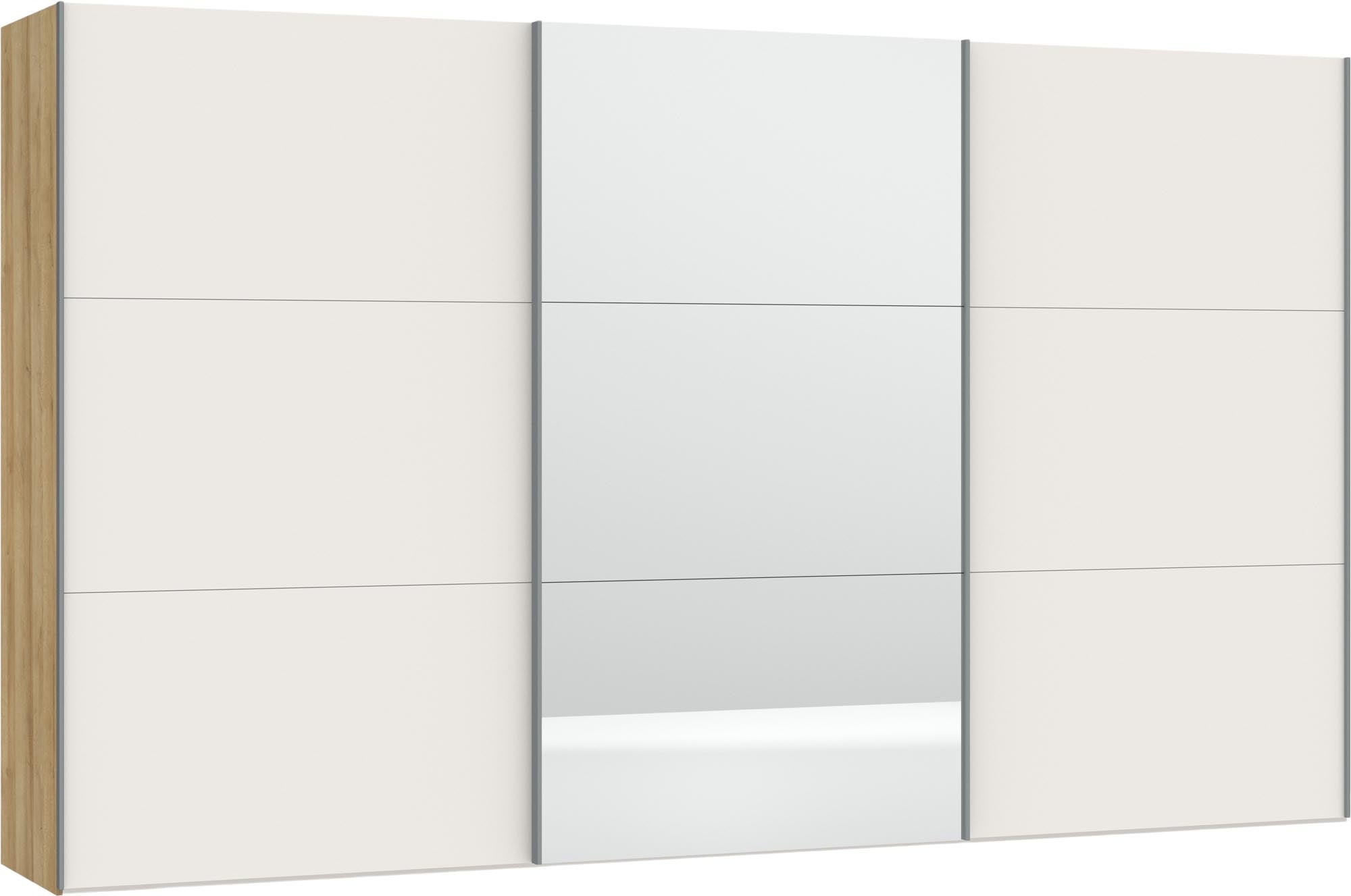 Eleganter Schwebetürenschrank von Jutzler in Cremeweiss mit Spiegel. Hochwertige Verarbeitung und individuelle Innenraumgestaltung für jeden Bedarf.