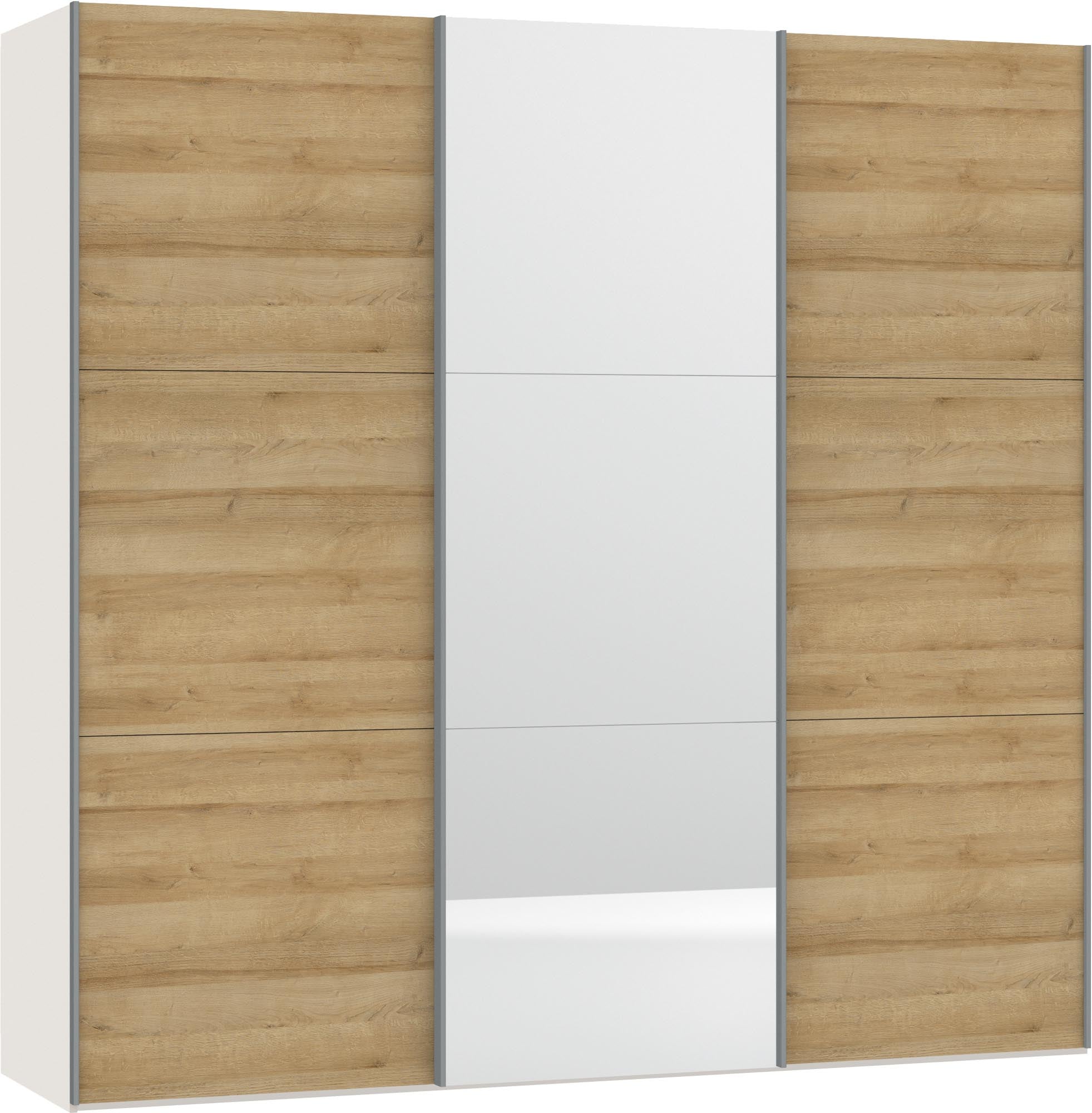 Eleganter Jutzler Schrank mit Eiche und Spiegeltüren, platzsparend.