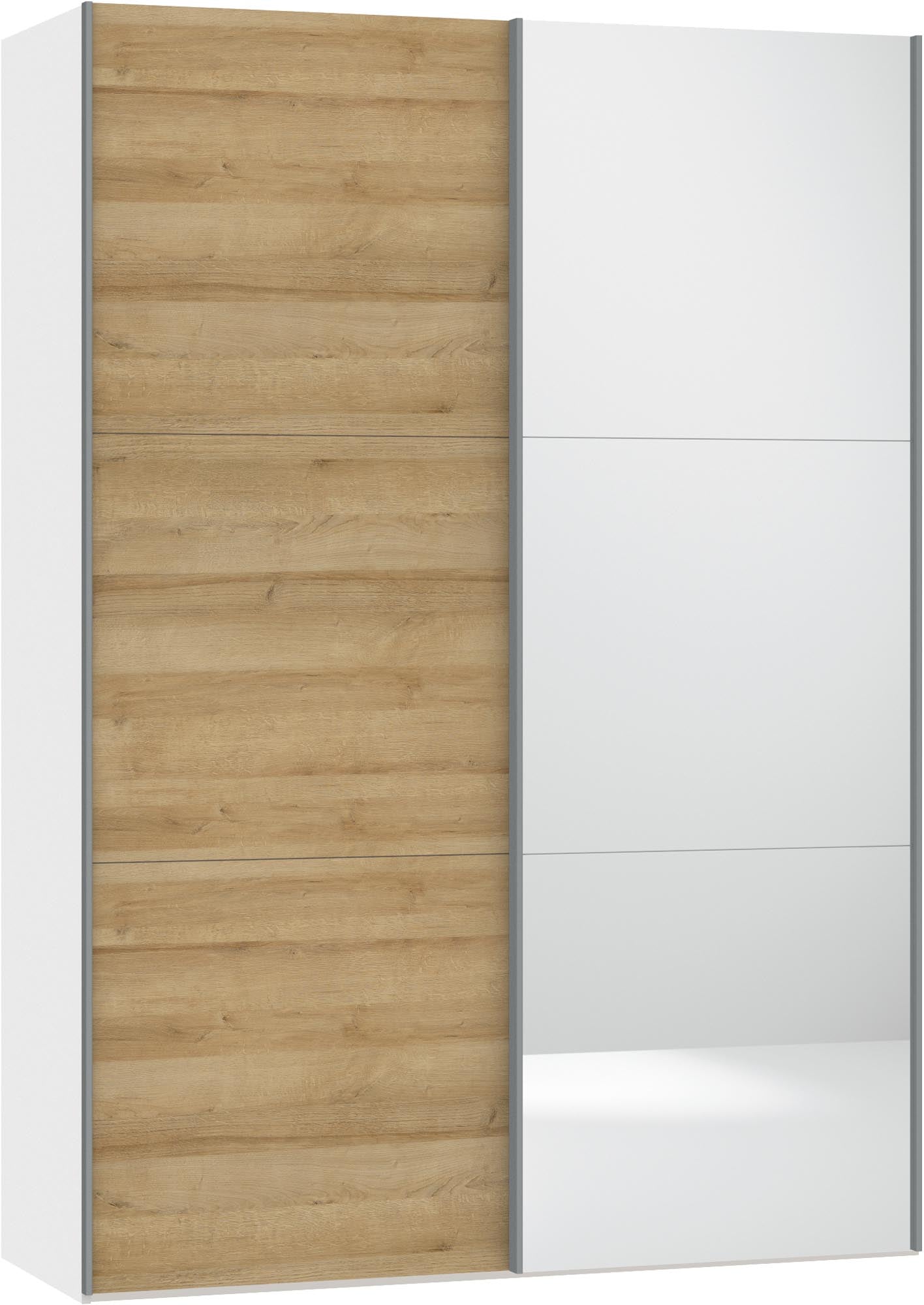 Eleganter Schwebetürenschrank XXS von Jutzler in Eiche/Spiegel, individuell konfigurierbar, stabil und funktional.