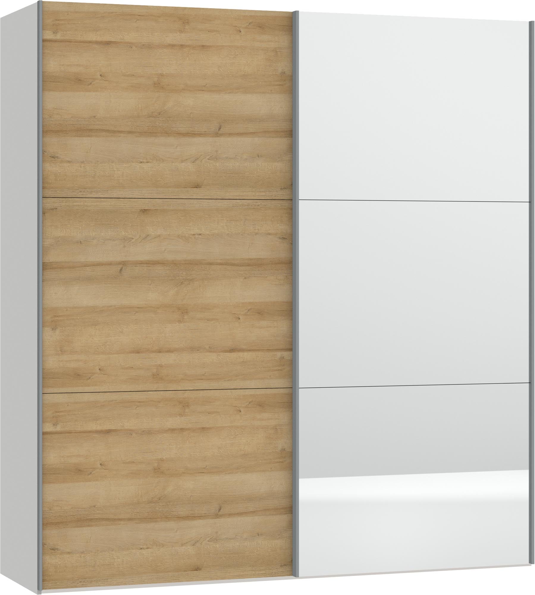 Eleganter Jutzler XS Schrank Eiche/Spiegel mit vielseitigem Zubehör.