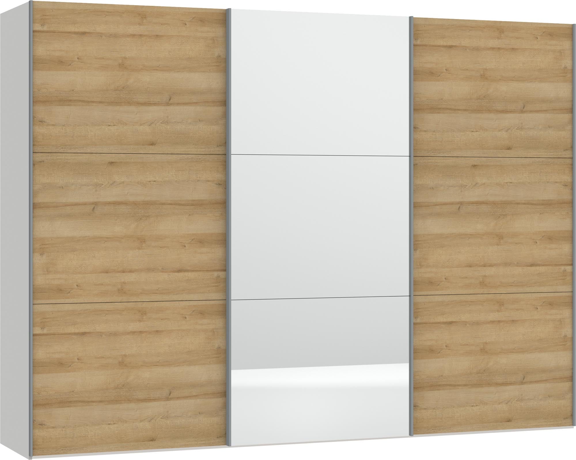 Jutzler Schwebetürenschrank XL: Eiche, Spiegel & Zubehör perfekt.