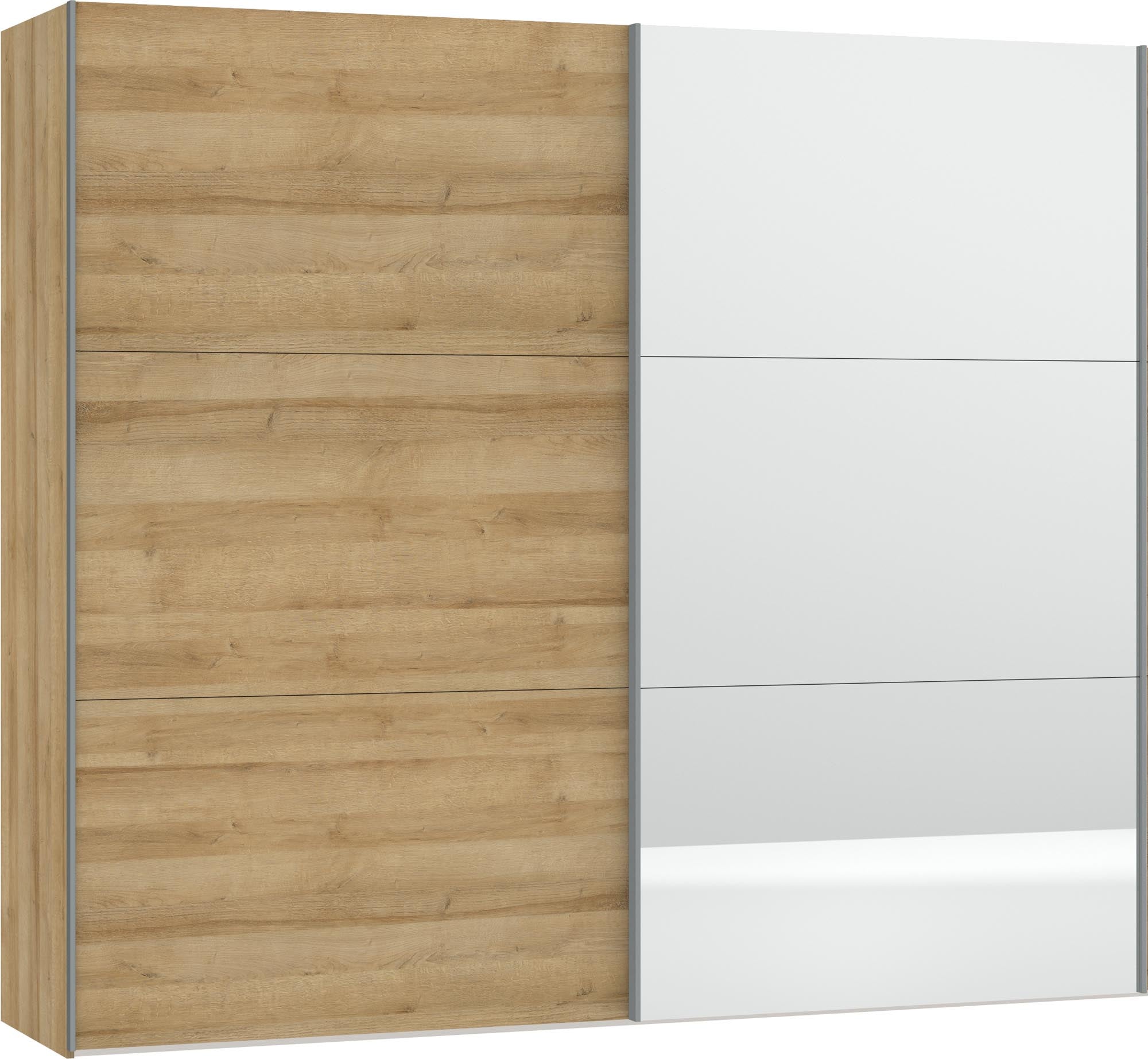 Jutzler Schwebetürenschrank: Eiche-Design mit grosszügiger Spiegelfläche.