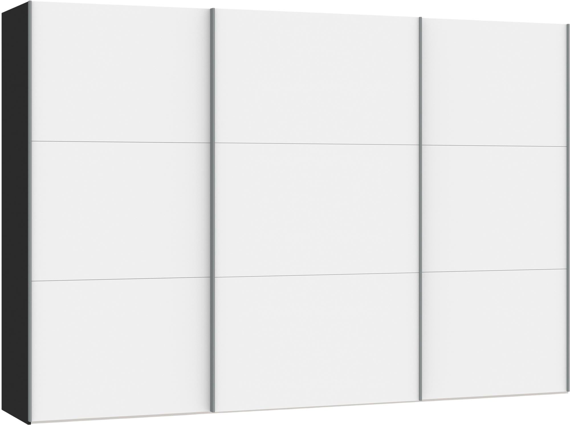 Jutzler XXL Schwebetürenschrank in Premiumweiss mit vielseitigem Zubehör.