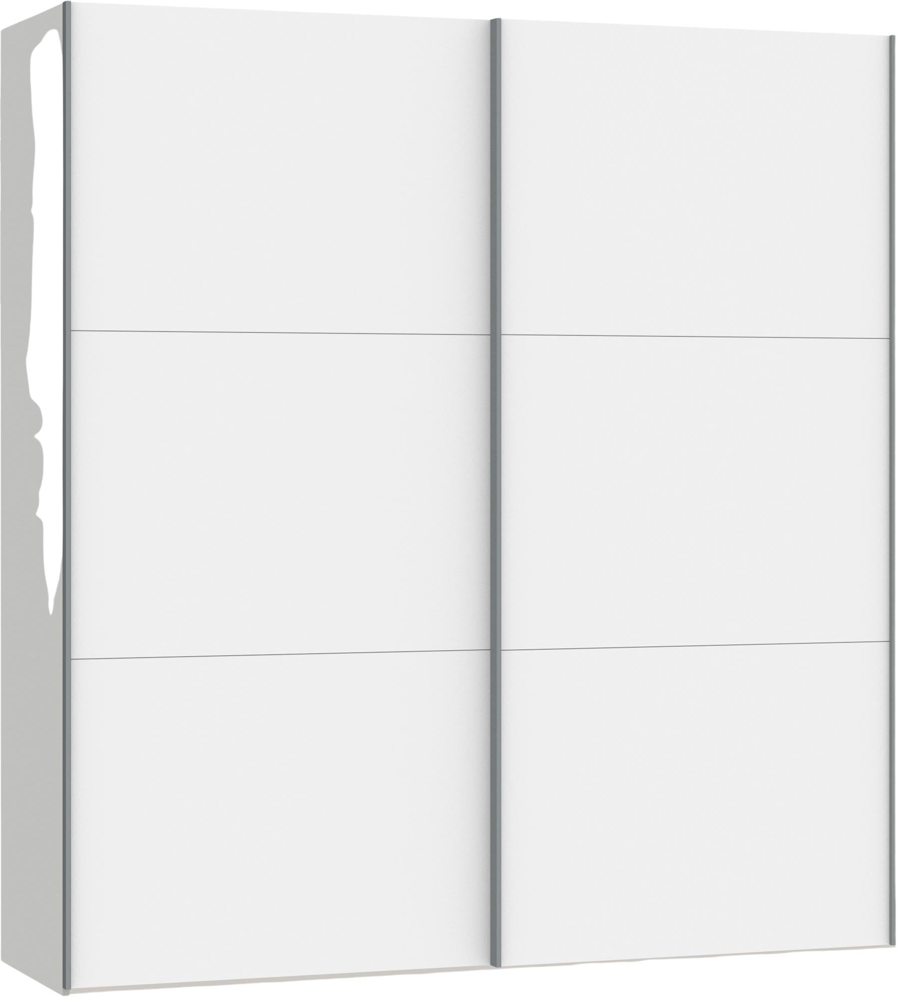 Moderner Schwebetürenschrank XS in Premiumweiss von Jutzler: Stilvoller Stauraum mit durchdachtem Zubehör für individuelle Gestaltung.