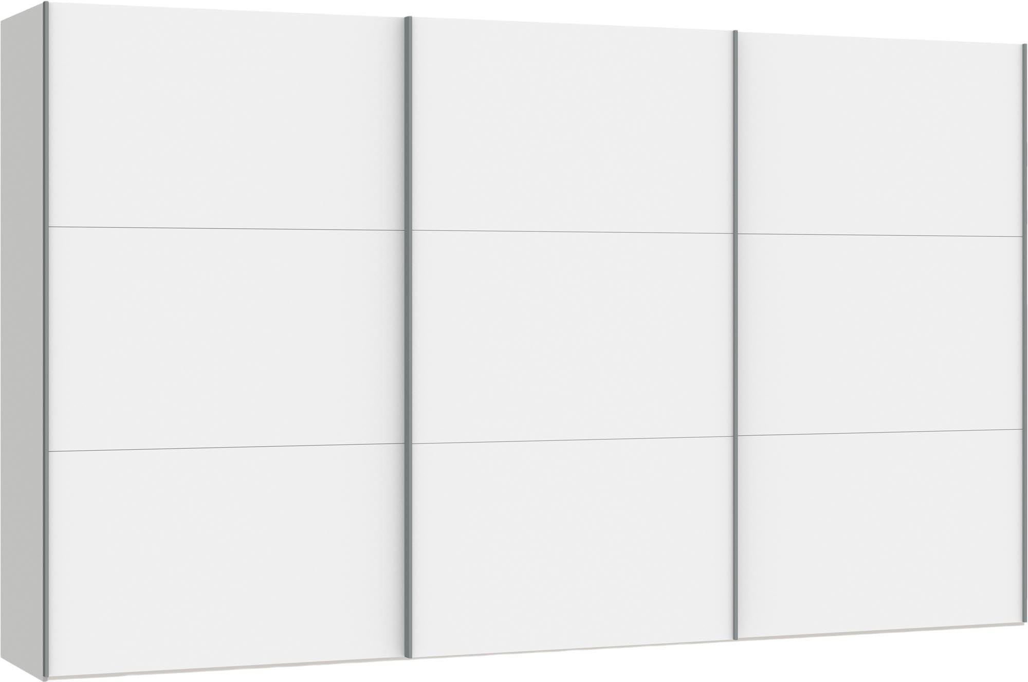 Jutzler Schwebetürenschrank: Premiumweiss, grosszügig, mit Zubehör.