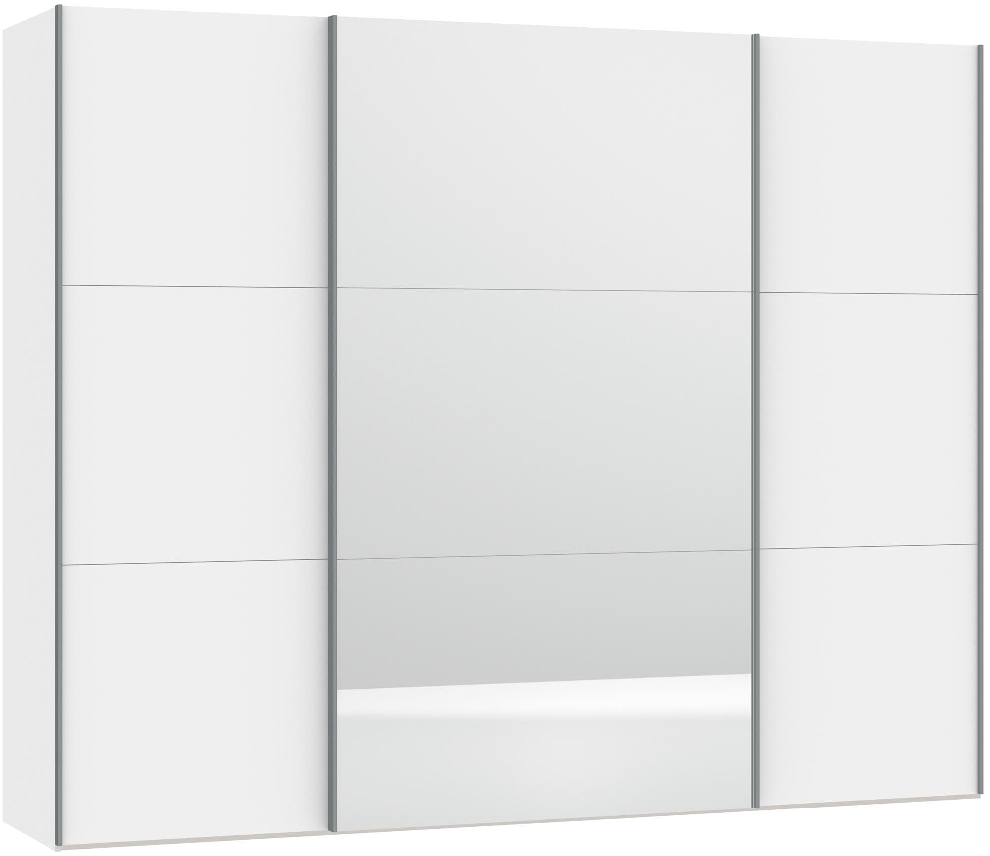 Moderner Jutzler Schrank L: Premiumweiss, Spiegel & Zubehör-Set.