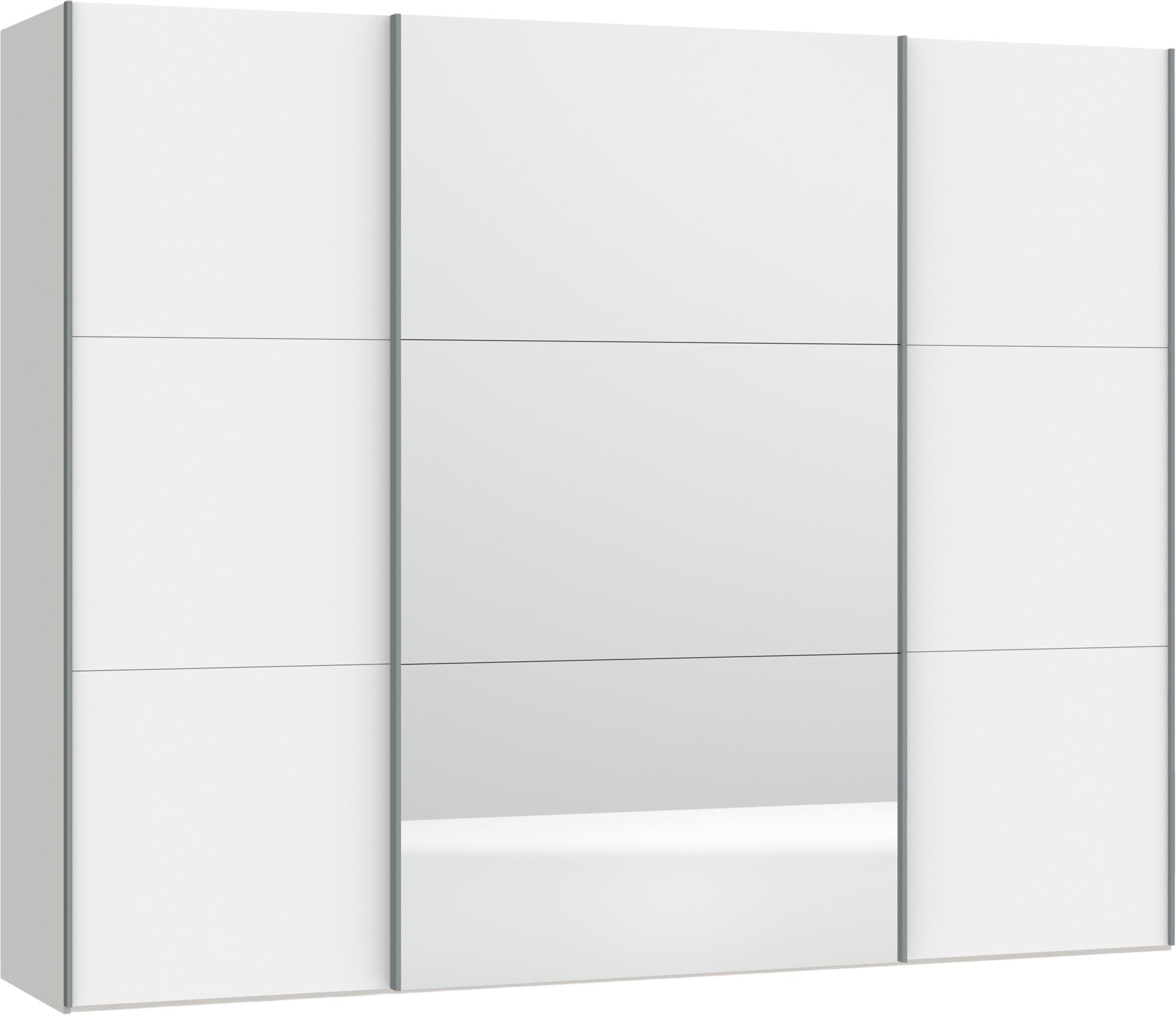 Stilvoller Jutzler Schwebetürenschrank L in Weiss mit Spiegelzubehör.