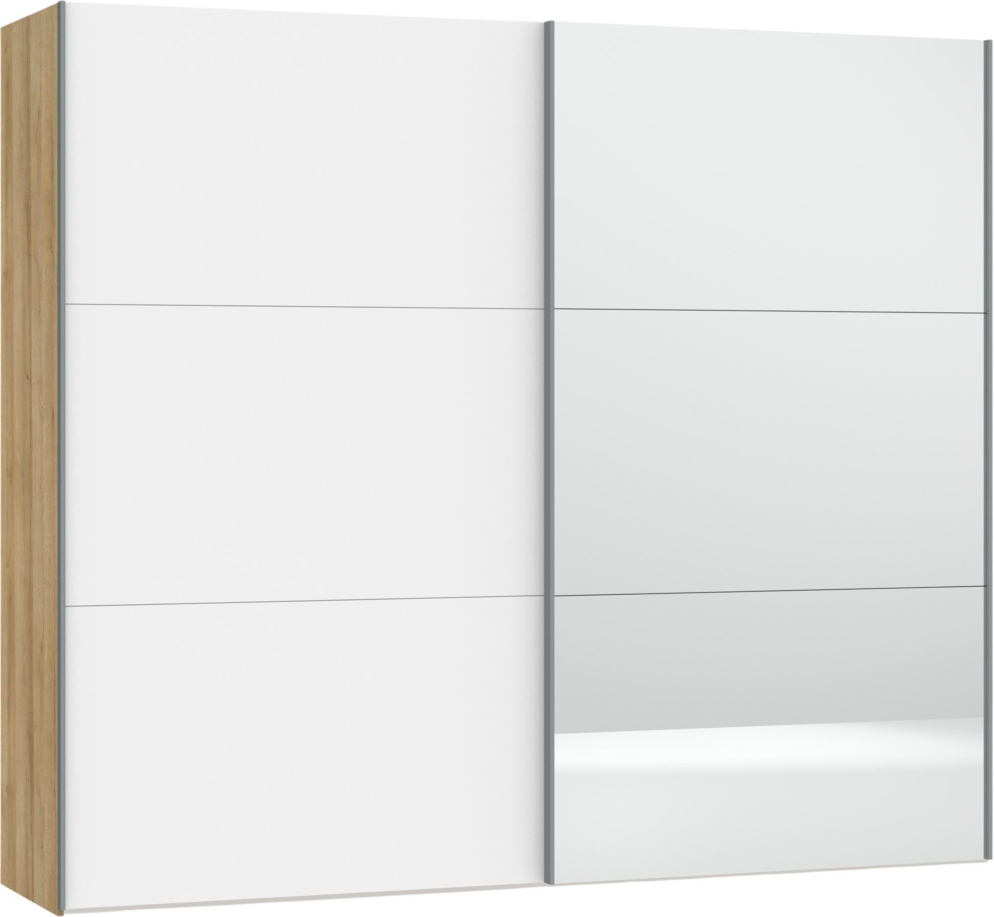 Eleganter Schwebetürenschrank in Premiumweiss mit Spiegel von Jutzler – ideal für moderne Wohnräume und optimale Stauraumlösungen.