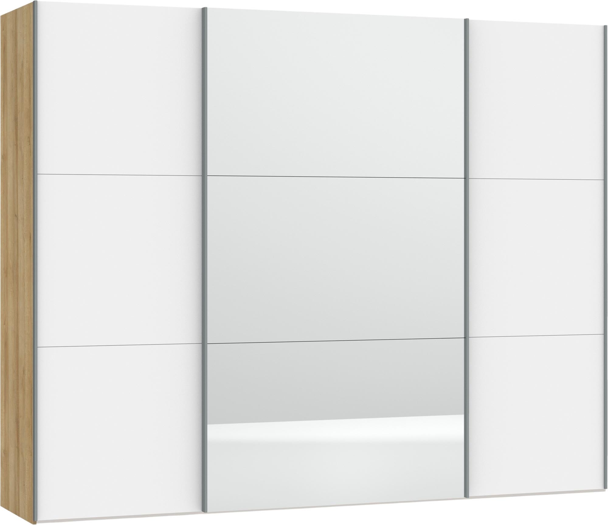 Stilvoller Jutzler Schwebetürenschrank L in Weiss mit Spiegelzubehör.