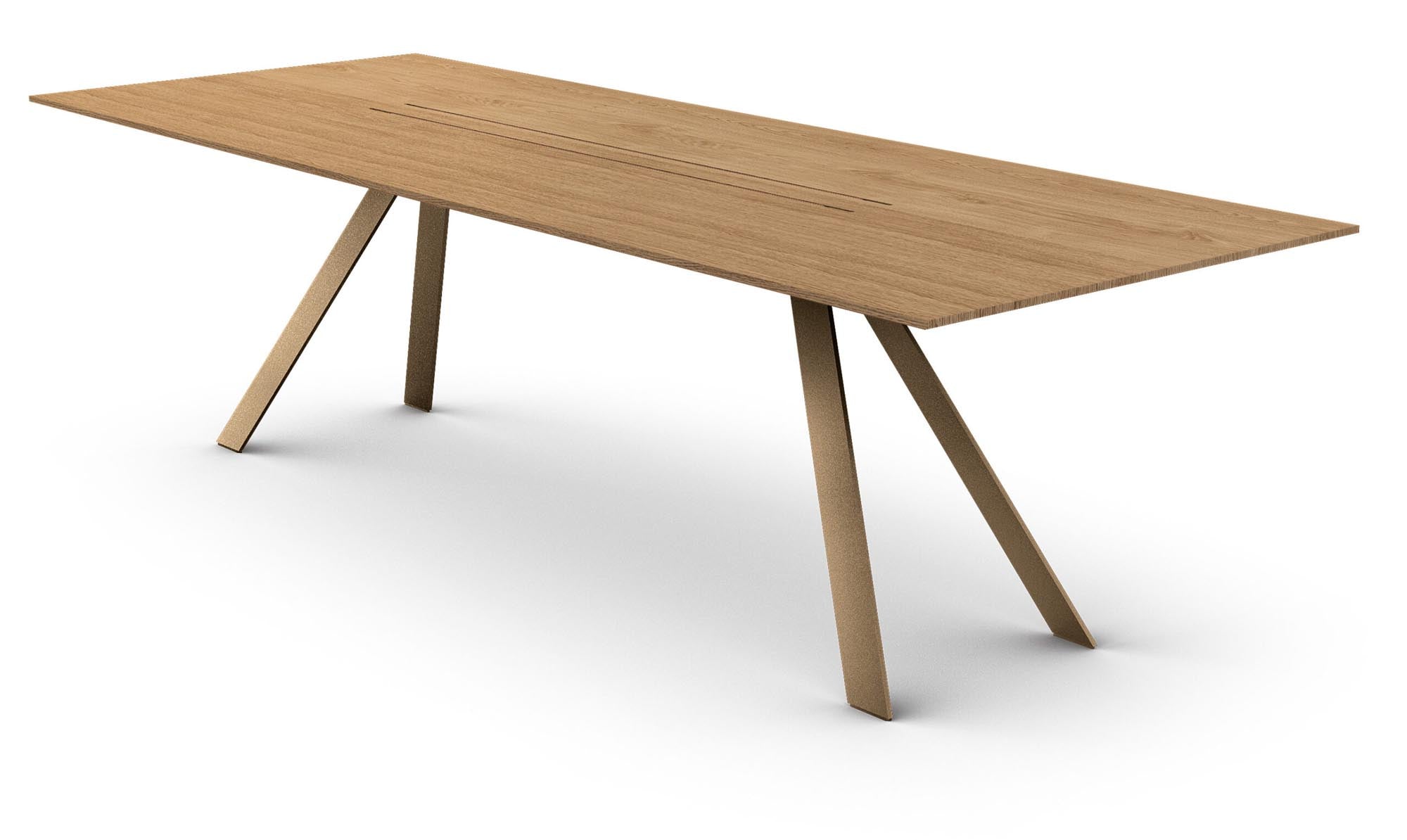 Entdecken Sie den Esstisch Airblade bronze von Mobimex – ein Meisterwerk aus Eichenholz und Metall, das Eleganz und Stabilität vereint.