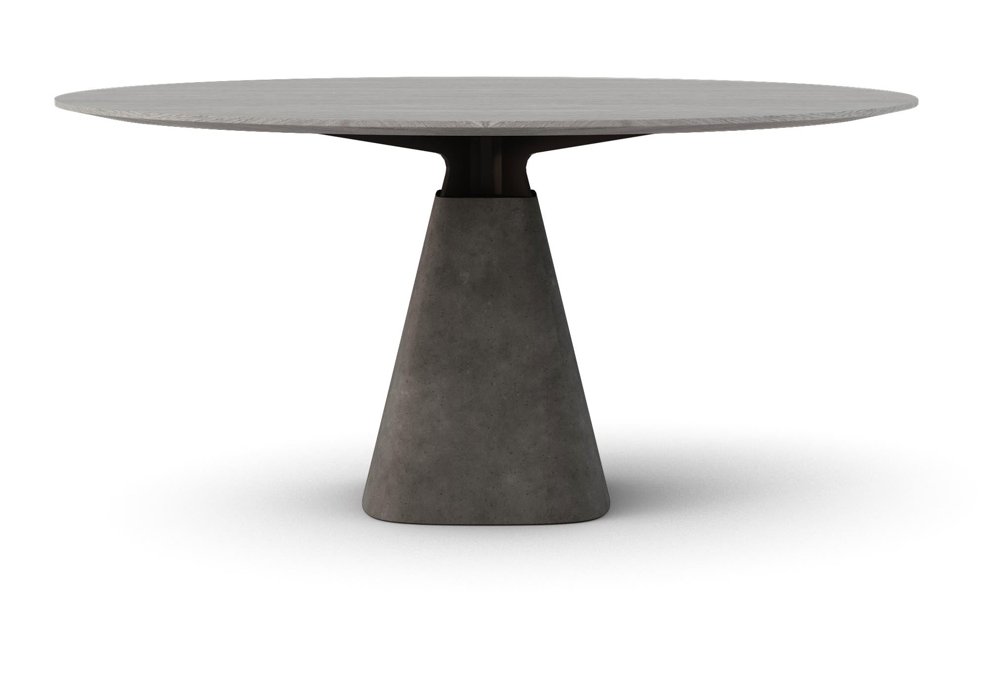Eleganter runder Esstisch Bridge Round von Mobimex in anthrazit, aus hochwertigem Eichenholz und robustem Beton, ideal für gesellige Runden.