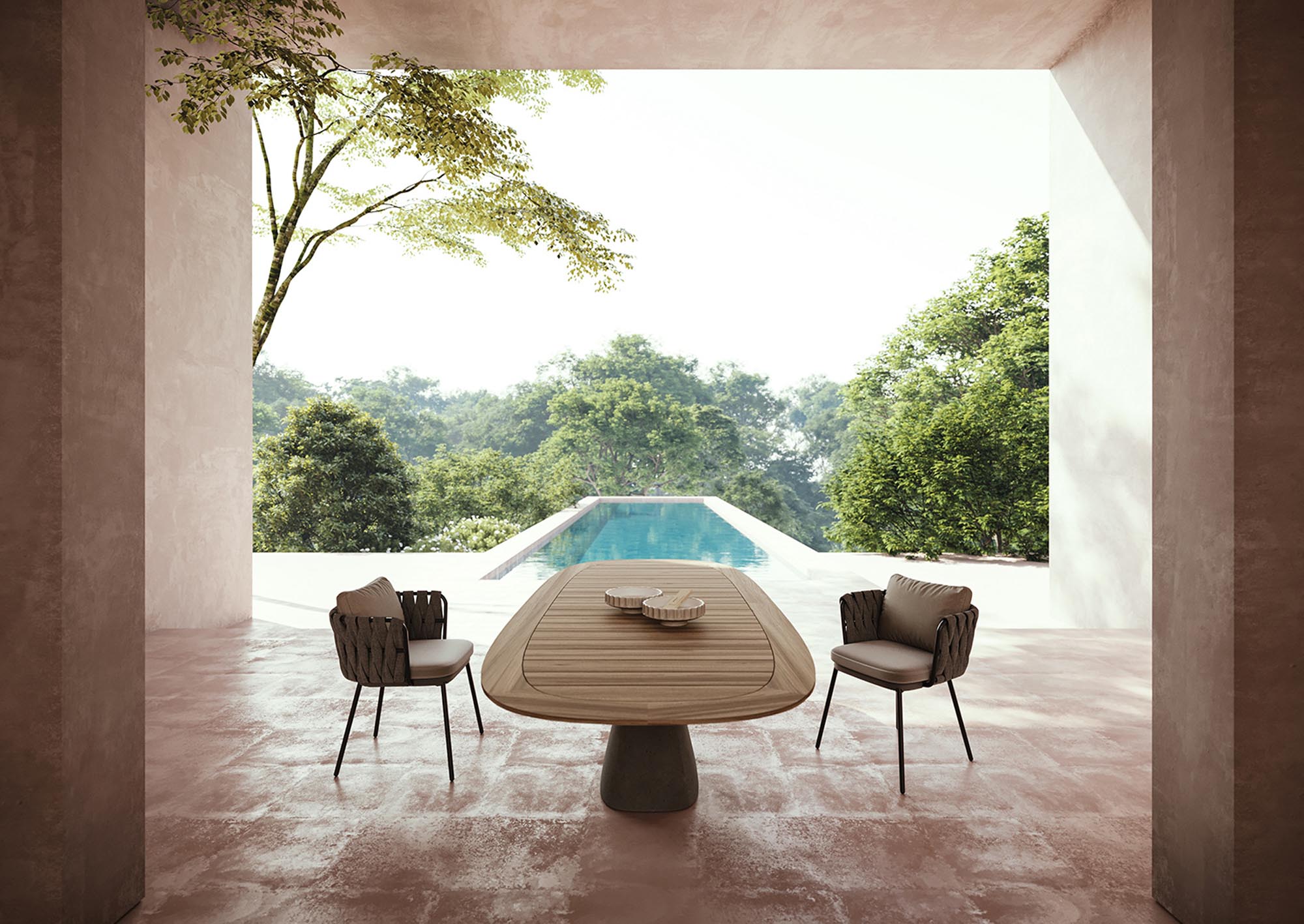 Eleganter Akazien-Tisch Bridge von Mobimex für Terrasse und Balkon.